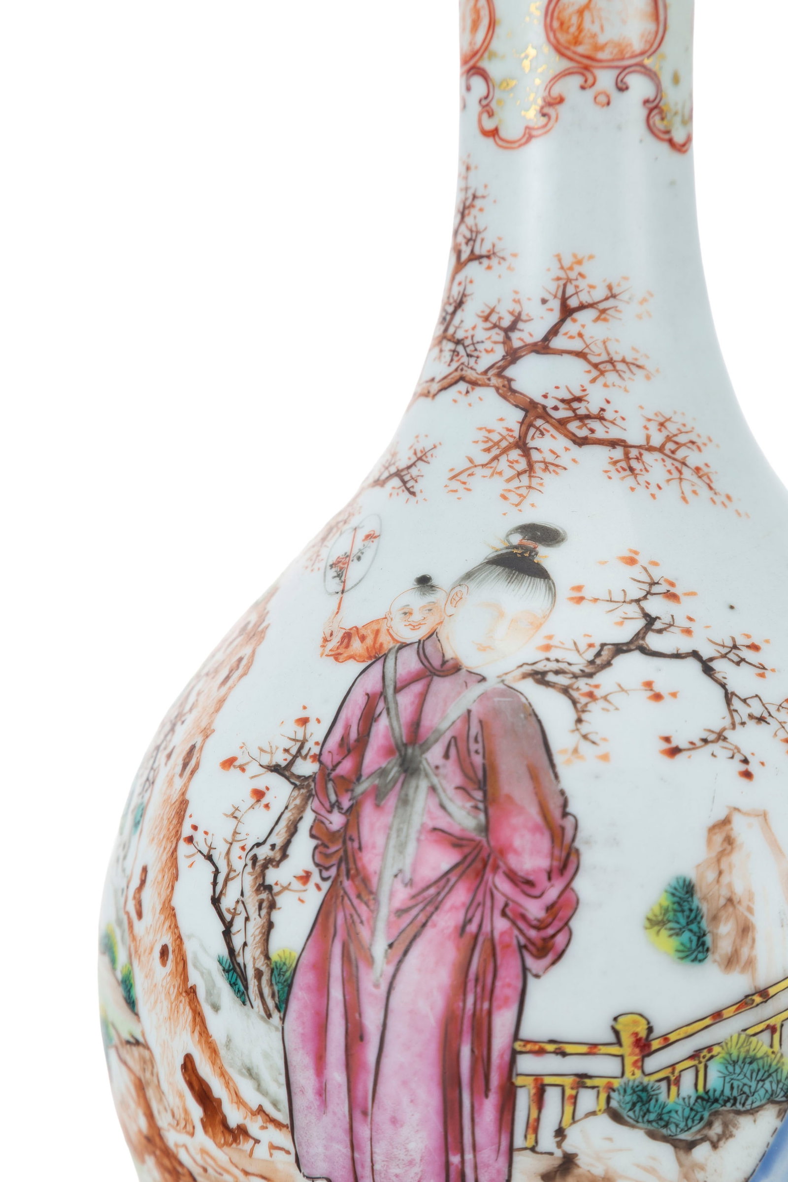 Vase en porcelaine famille rose, Chine, XVIIIe s., col de type "gousse d'ail" à extrémit&# - 4