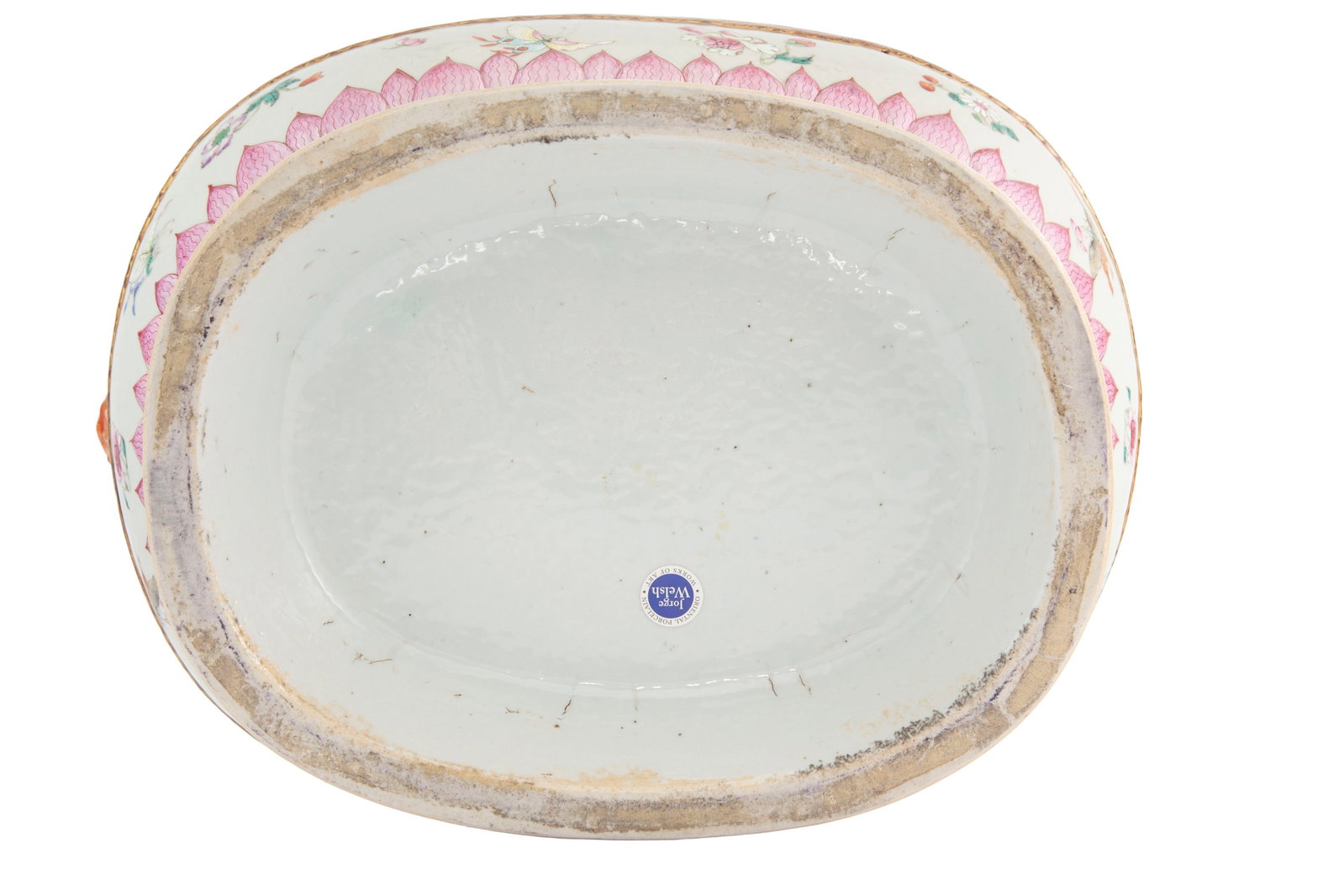 Jardinière ou vasque en porcelaine famille rose, Chine, dynastie Qing, décor de fleurs, ro - 3