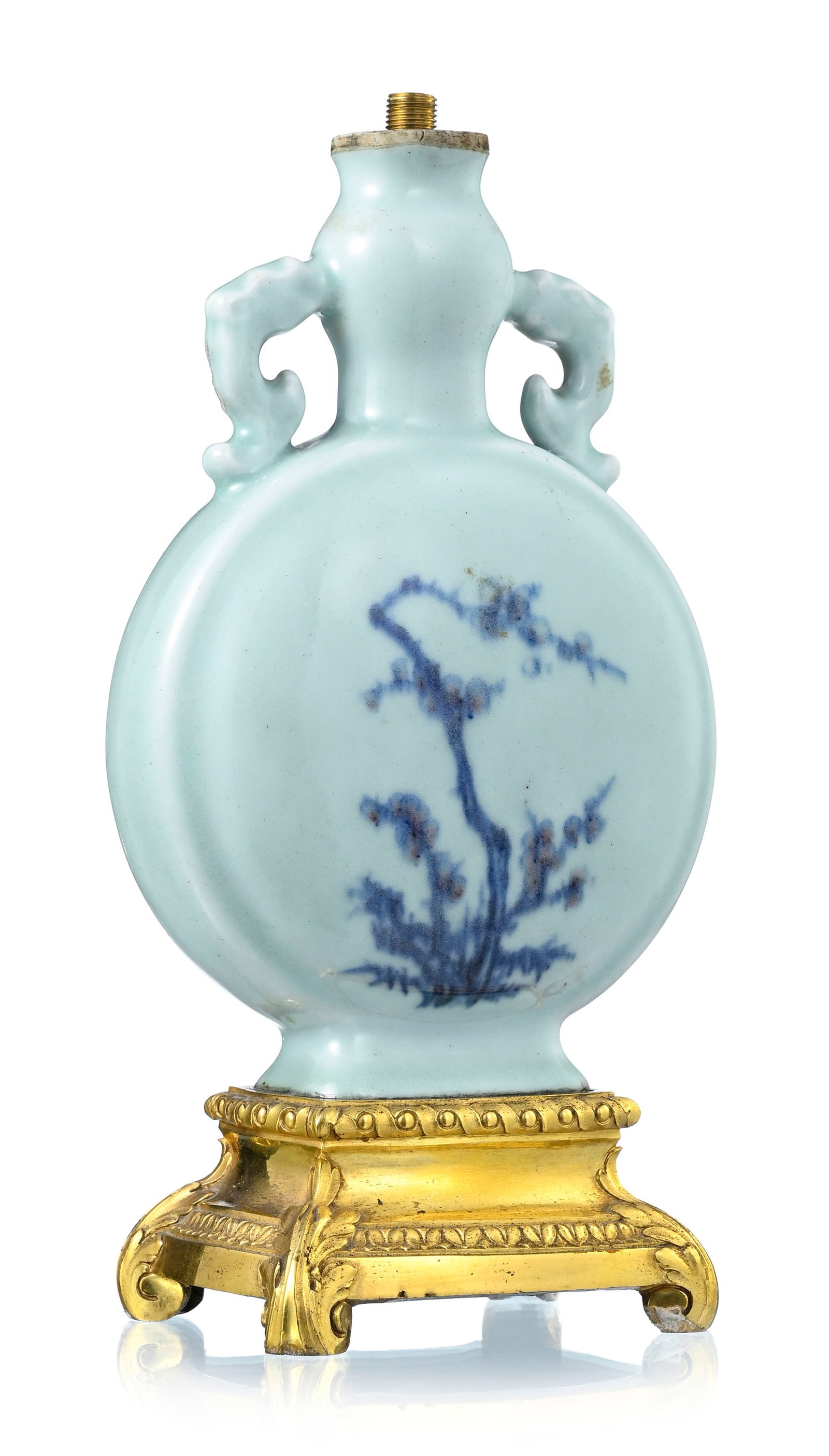 Vase bianhu (moonflask) en porcelaine à glaçure céladon, Chine, XIX-XXe s., avec mont - 2