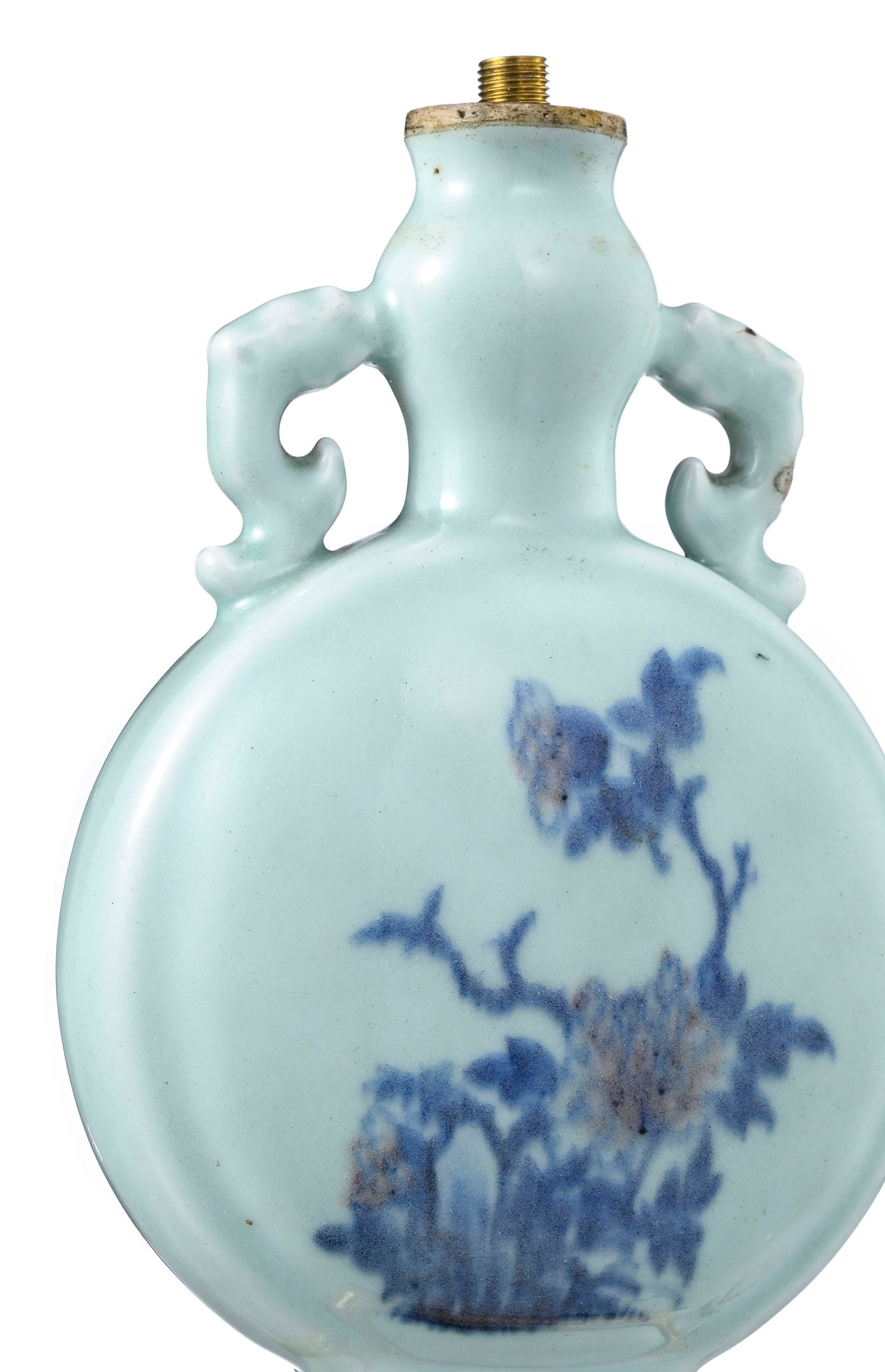 Vase bianhu (moonflask) en porcelaine à glaçure céladon, Chine, XIX-XXe s., avec mont - 3