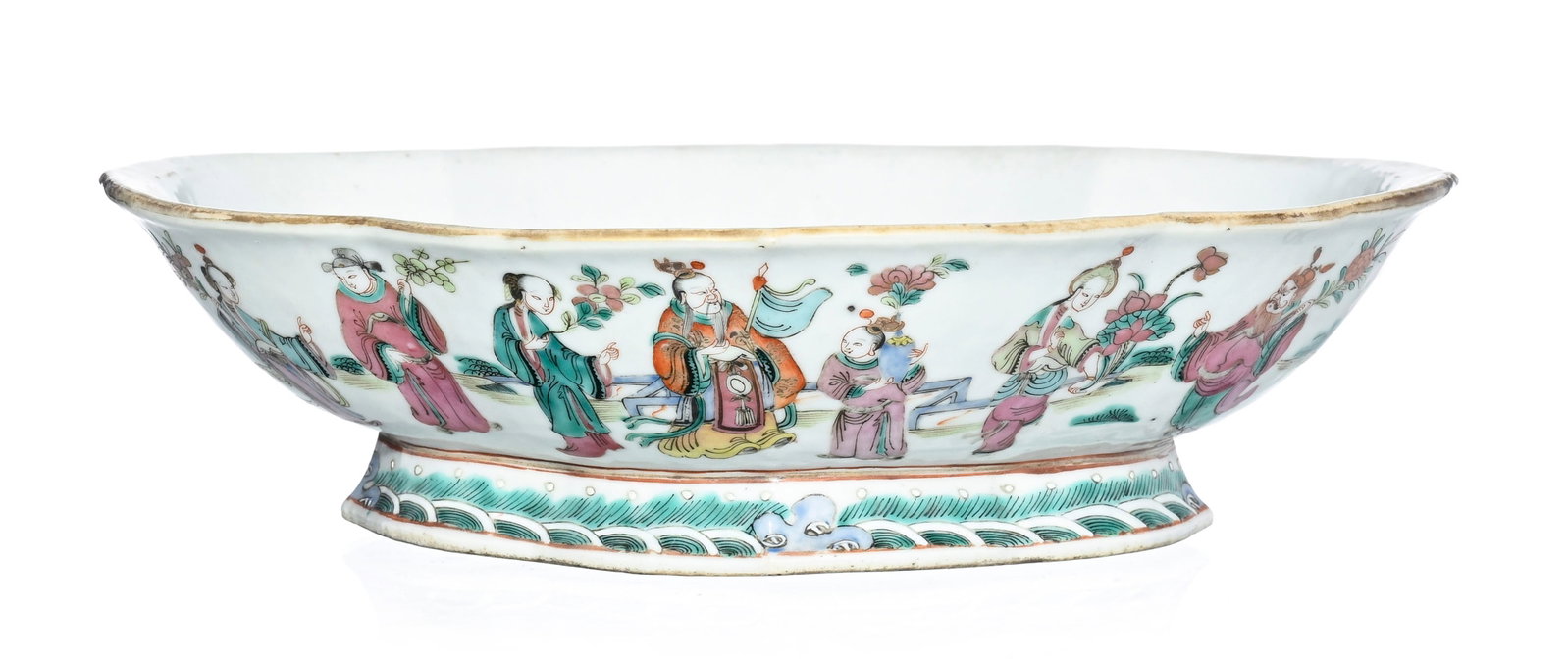 Ravier quadrilobé en porcelaine famille rose, Chine, dynastie Qing, décor extérieur d (1 of 4)