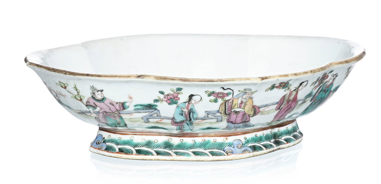 Ravier quadrilobé en porcelaine famille rose, Chine, dynastie Qing, décor extérieur d - 2