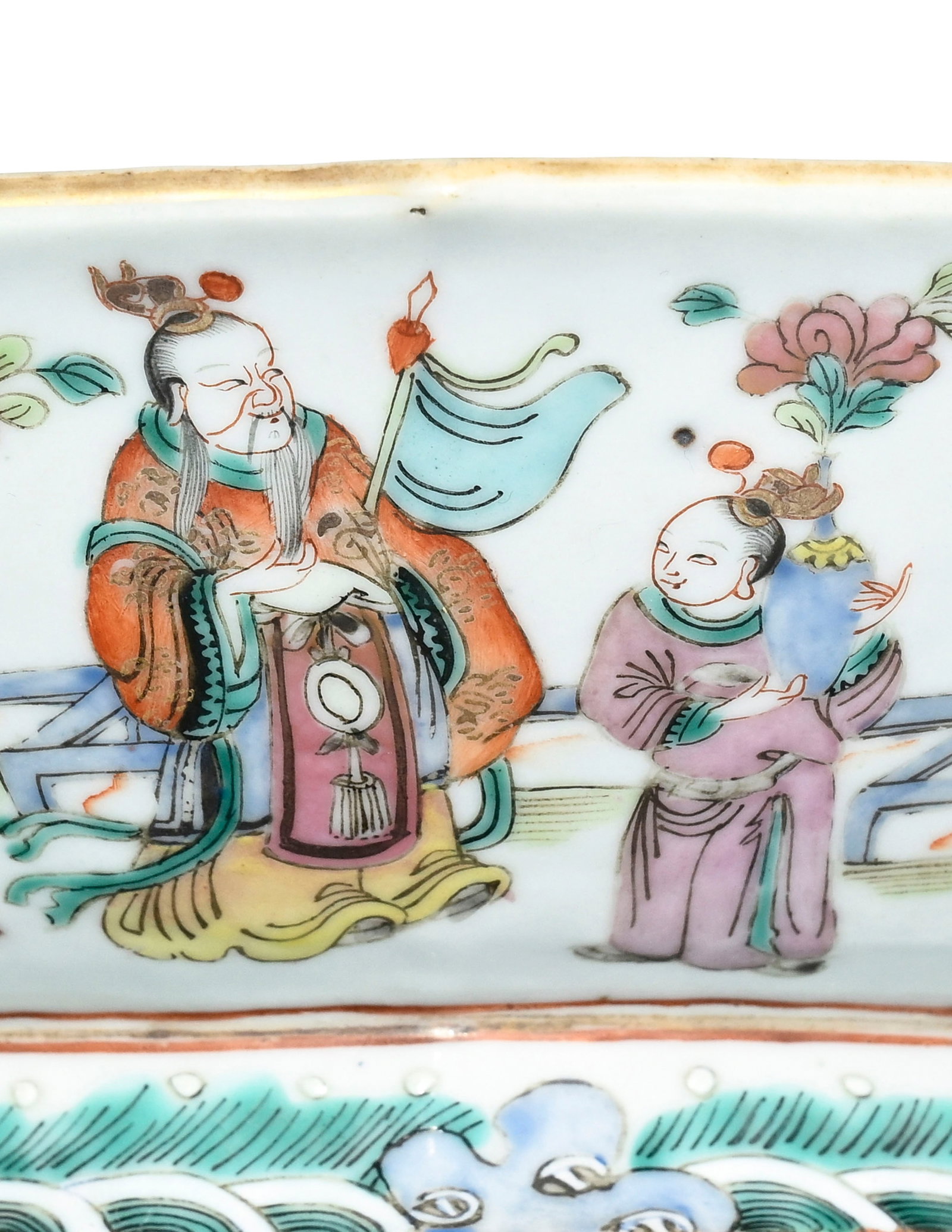 Ravier quadrilobé en porcelaine famille rose, Chine, dynastie Qing, décor extérieur d - 3