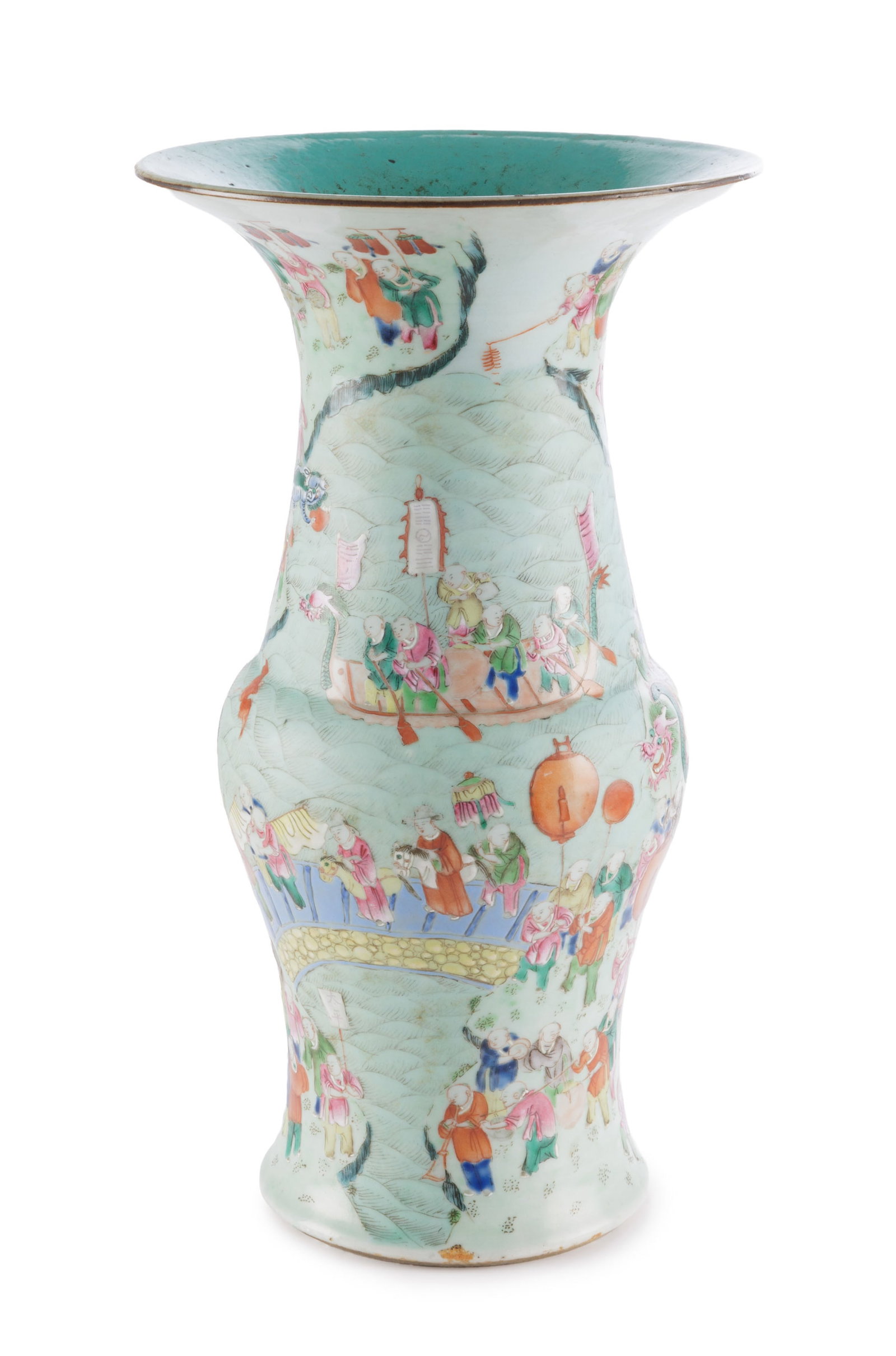 Vase en porcelaine famille rose, Chine, dynastie Qing, décor des "Cent Enfants" en procession p - 2