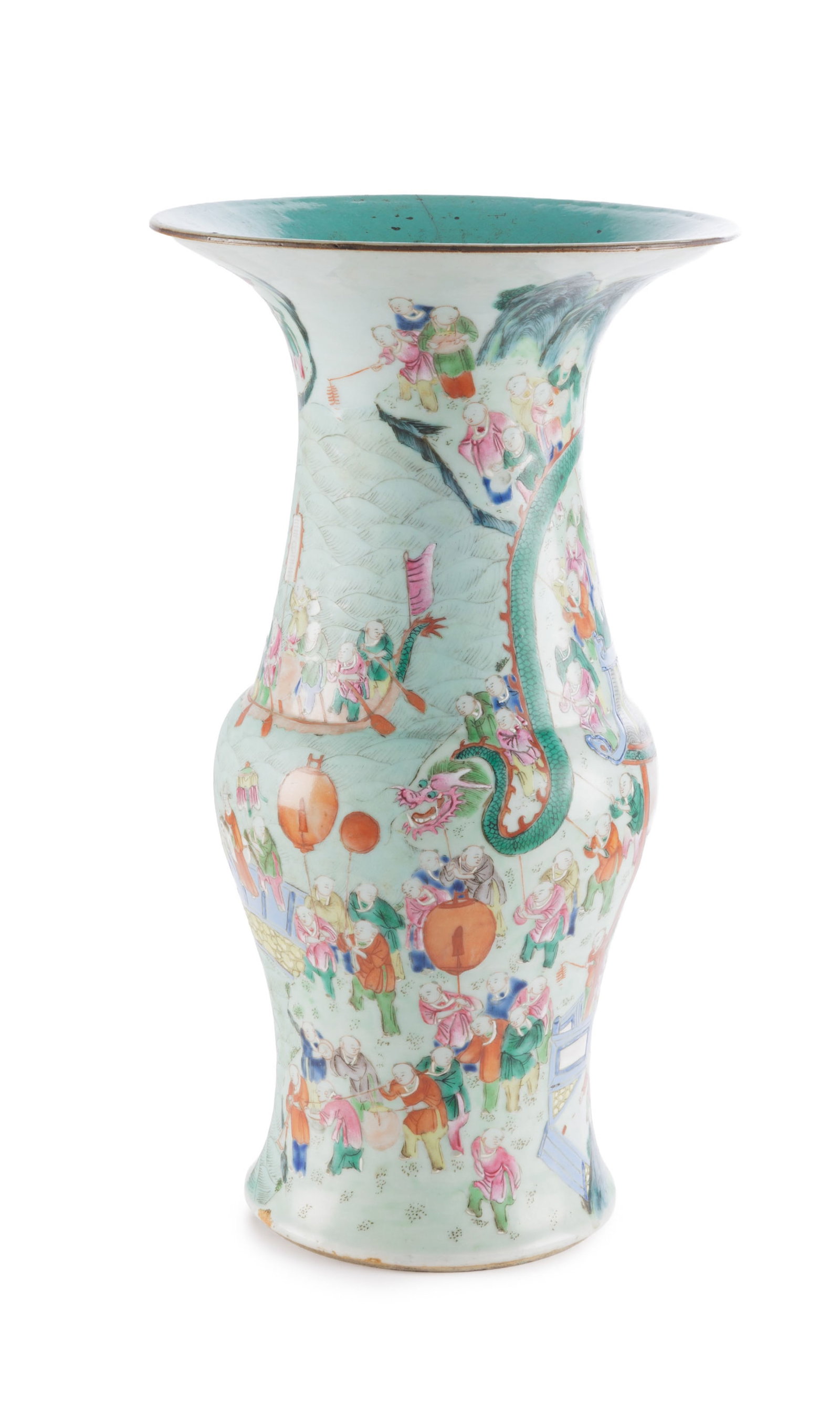 Vase en porcelaine famille rose, Chine, dynastie Qing, décor des "Cent Enfants" en procession p - 3