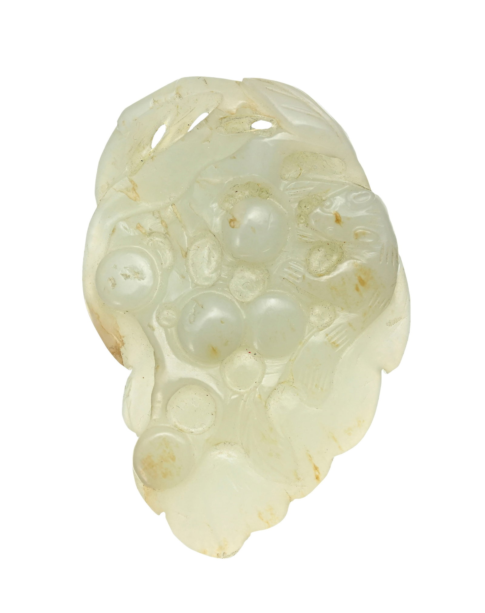 Grappes de raisins, ensemble de 7 sculptures en jade, Chine, dont 4 avec écureuil, tailles dive - 3