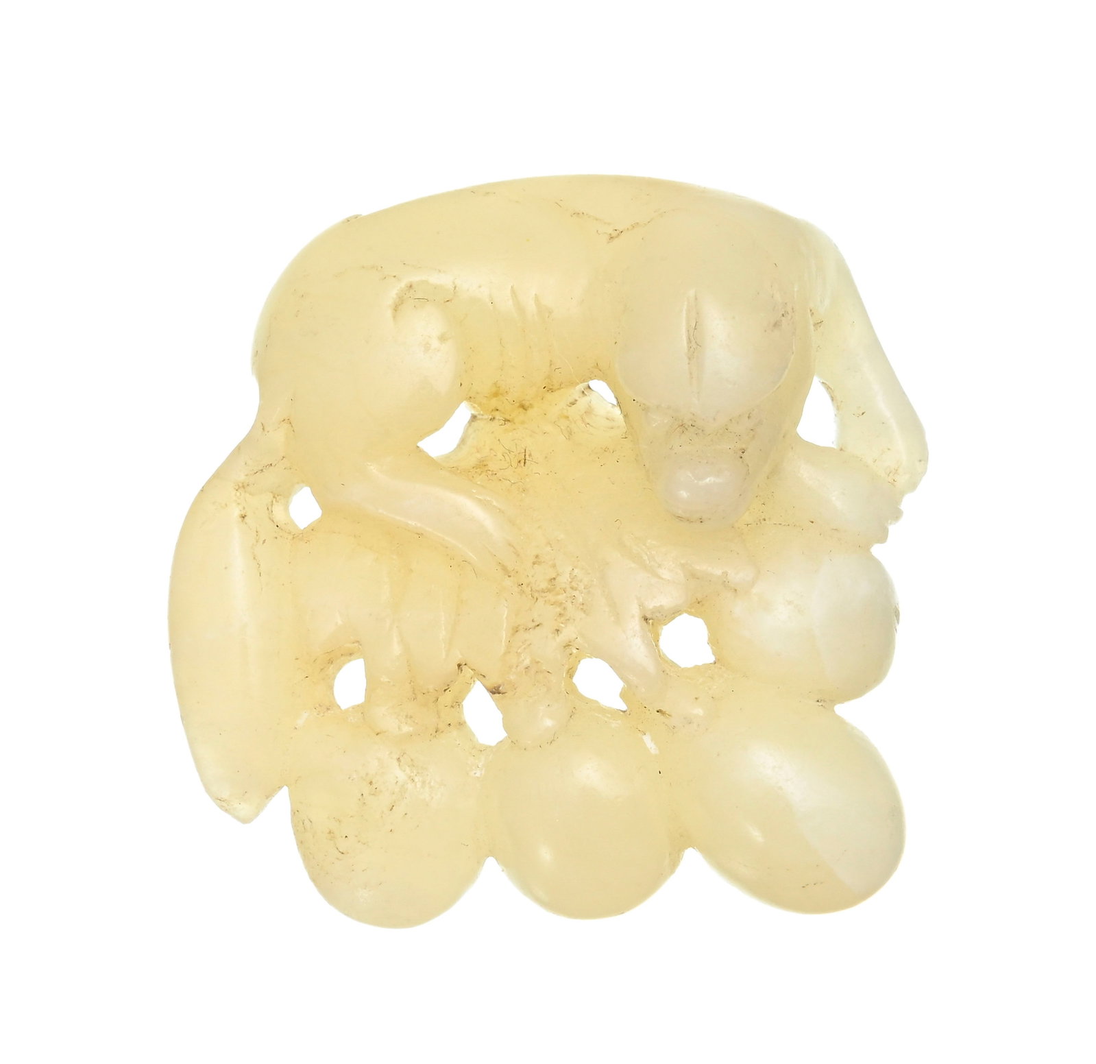 Grappes de raisins, ensemble de 7 sculptures en jade, Chine, dont 4 avec écureuil, tailles dive - 4