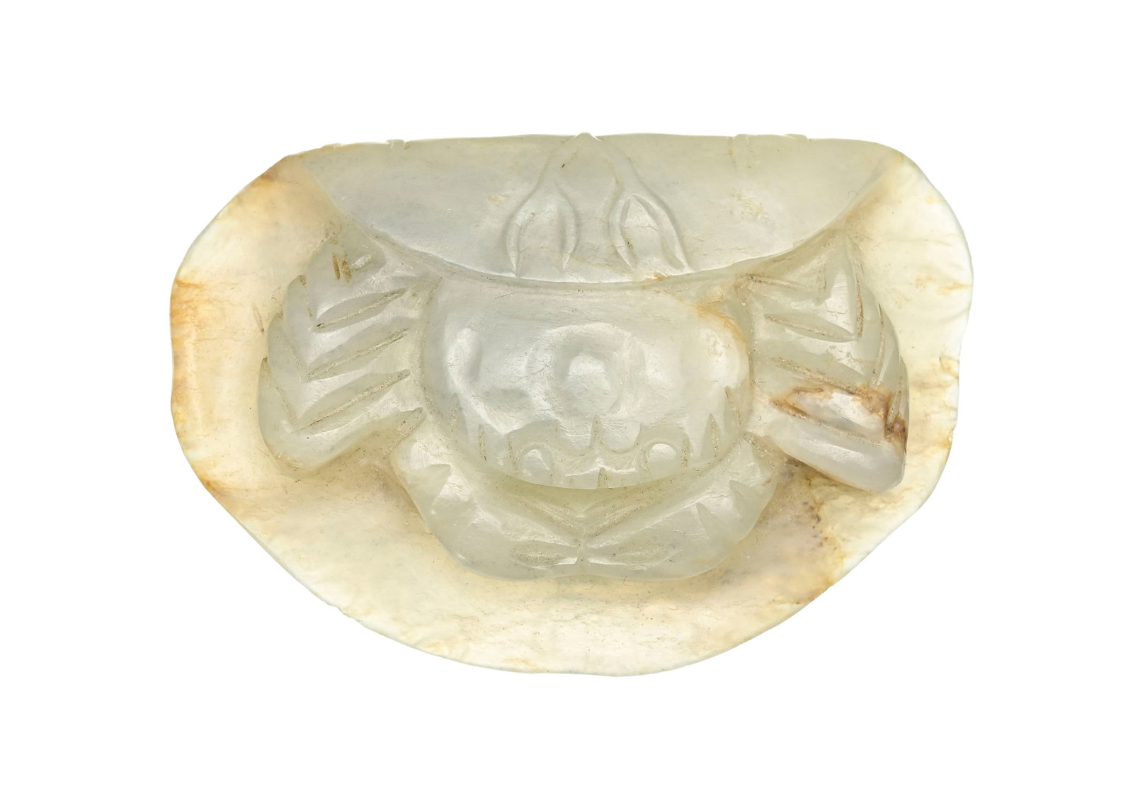Amphibiens et crustacés, ensemble de 5 sculptures en jade, Chine, comprenant: 2 crabes dont un  - 5
