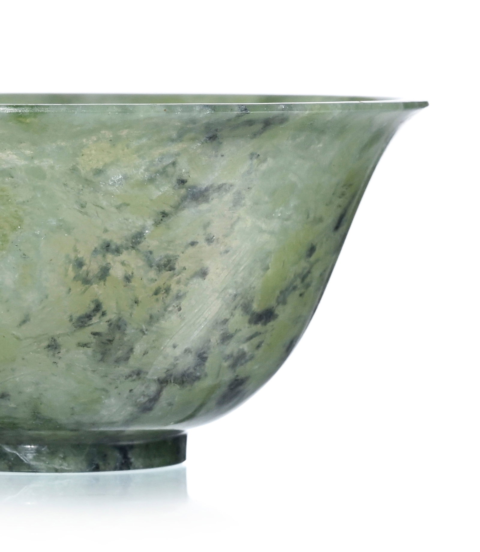 2 coupes en jade épinard, Chine, diam. 10 cm Provenance: Piguet Hôtel des Ventes, Ge - 2