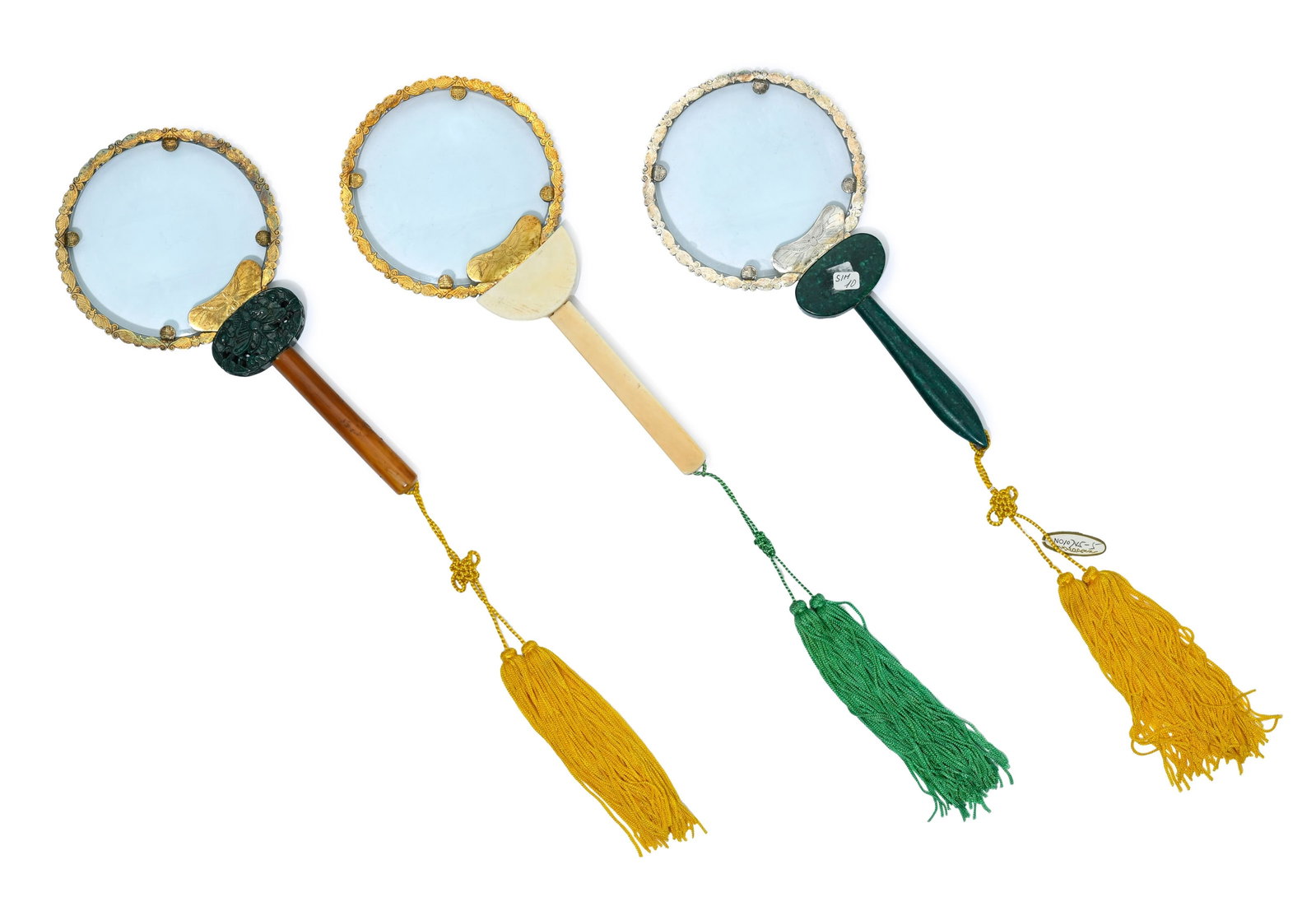 Ensemble de 3 loupes, Chine, moderne, monture en argent décoré de chauve-souris et de cara (1 of 2)