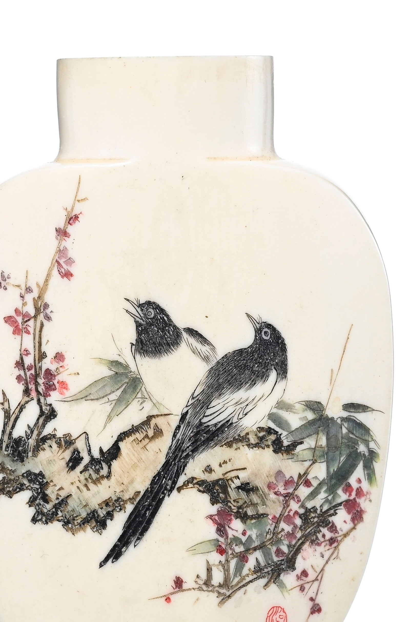 Ensemble de 4 flacons à priser en ivoire avec rehauts de polychromie, Chine, première moit - 4
