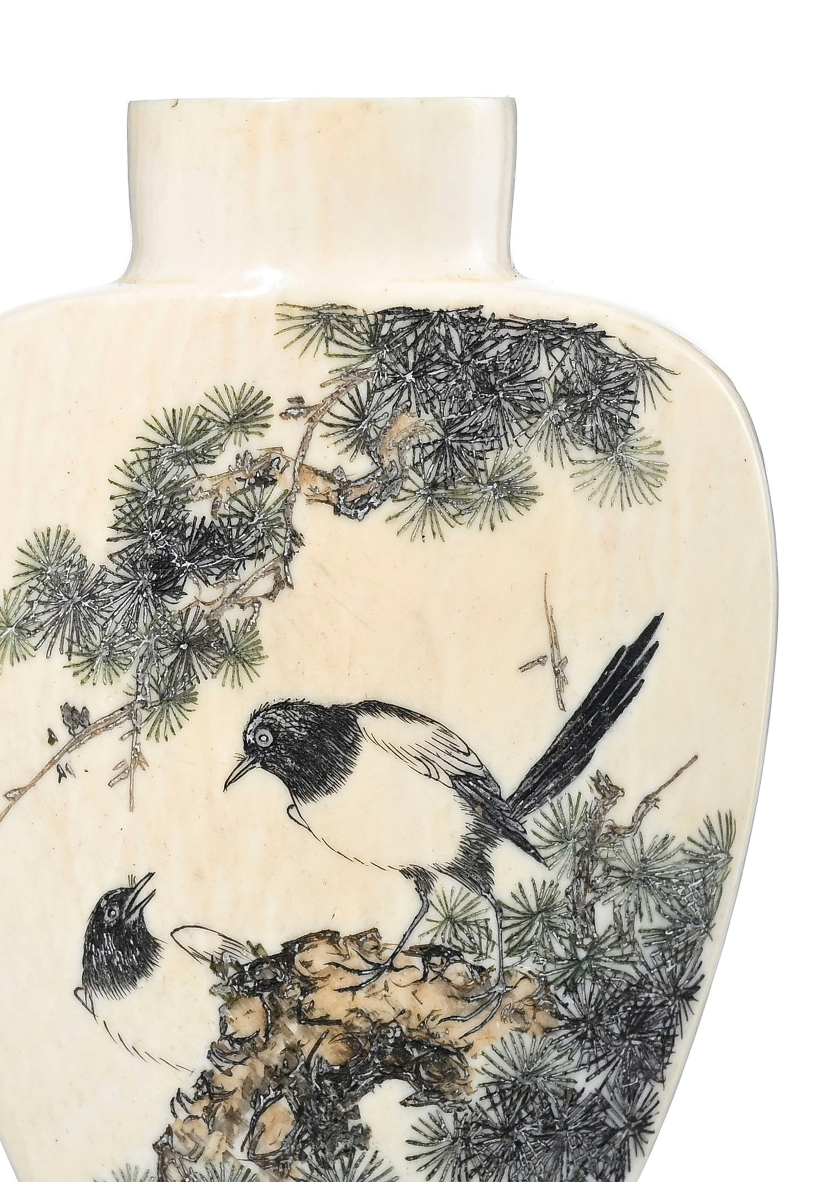 Ensemble de 6 flacons à priser en ivoire avec rehauts de polychromie, Chine, première moit - 3