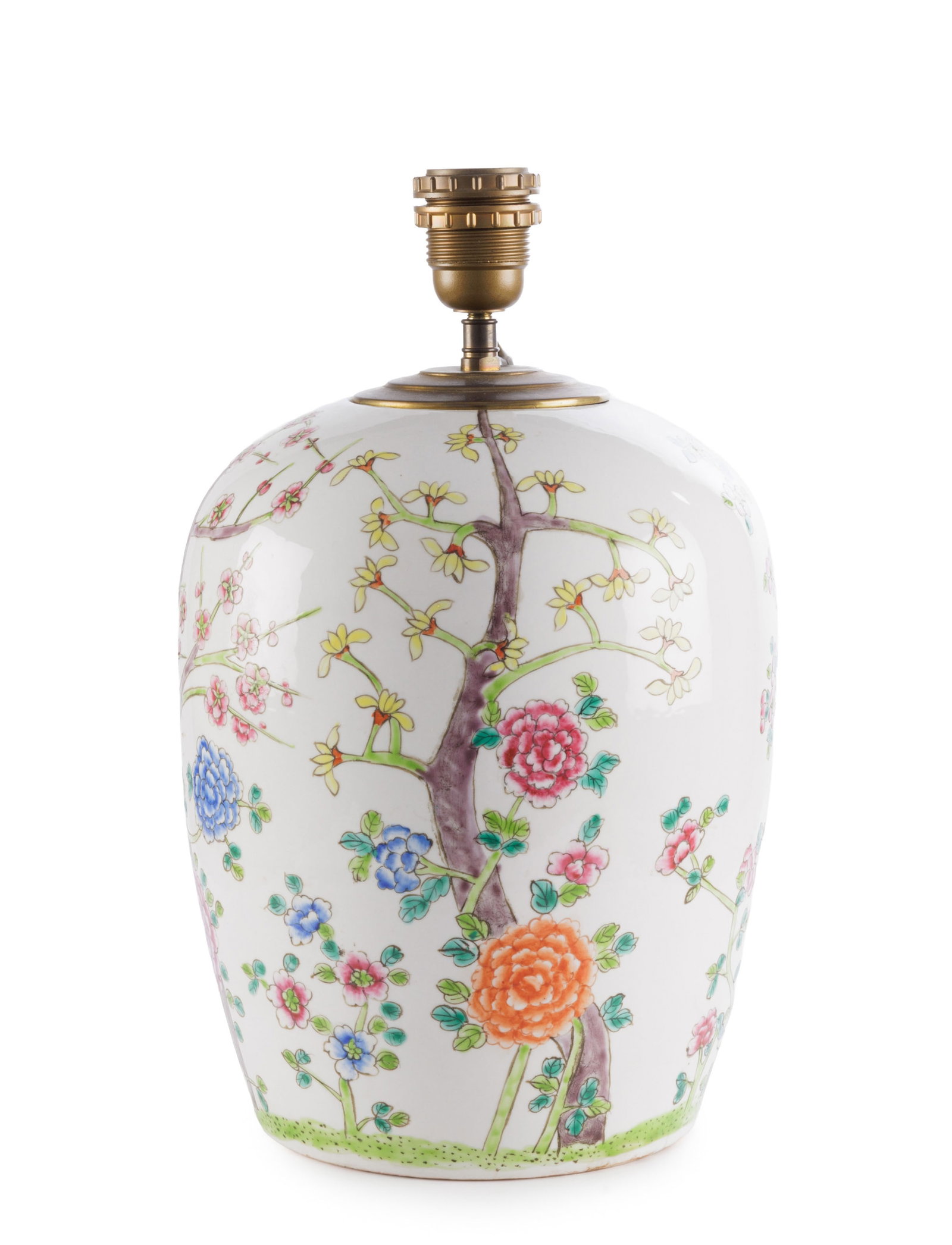 2 pots en porcelaine famille rose, Chine, XXe s., un au décor de cucurbitacées, papillons  - 2