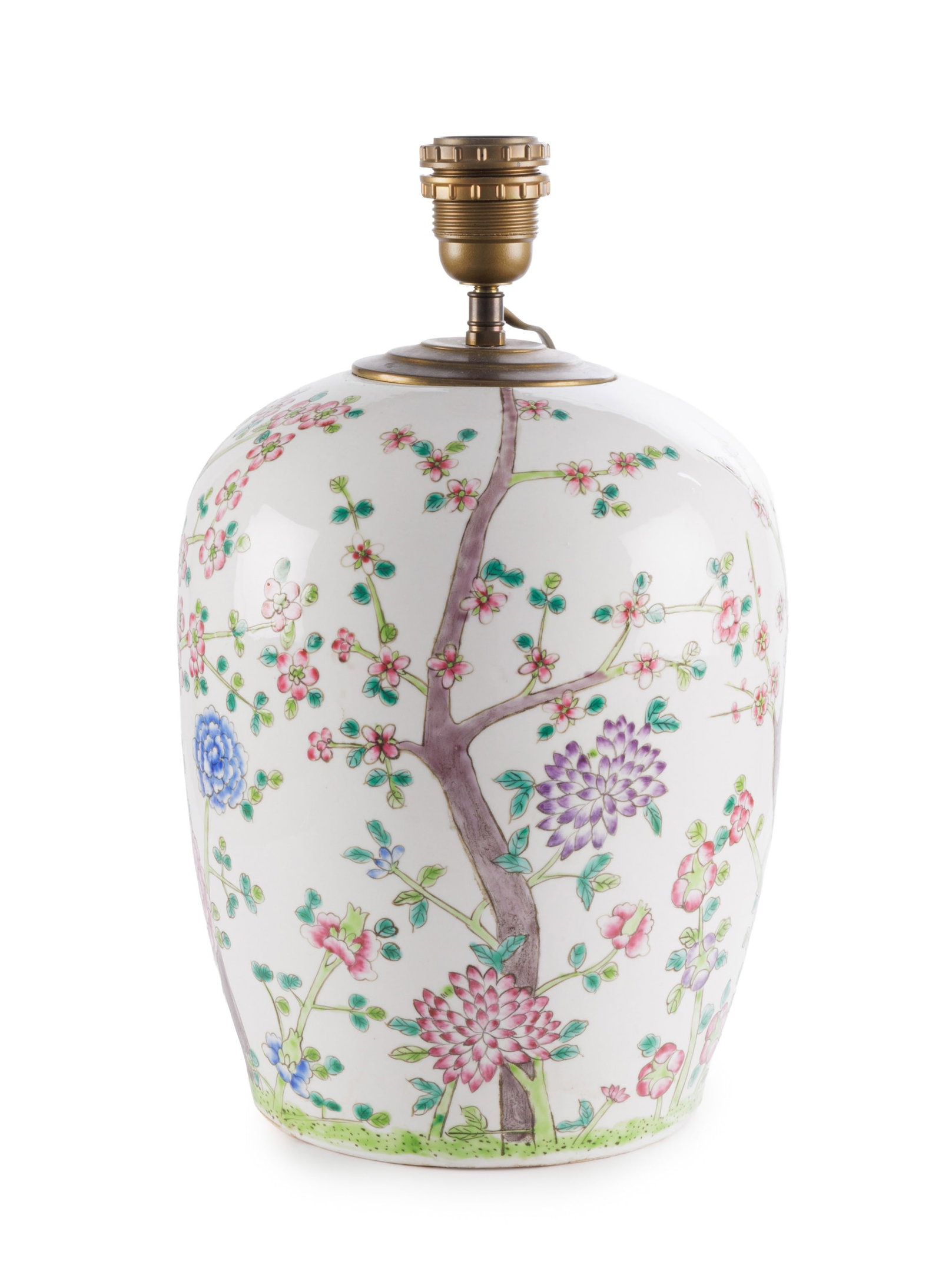 2 pots en porcelaine famille rose, Chine, XXe s., un au décor de cucurbitacées, papillons  - 3