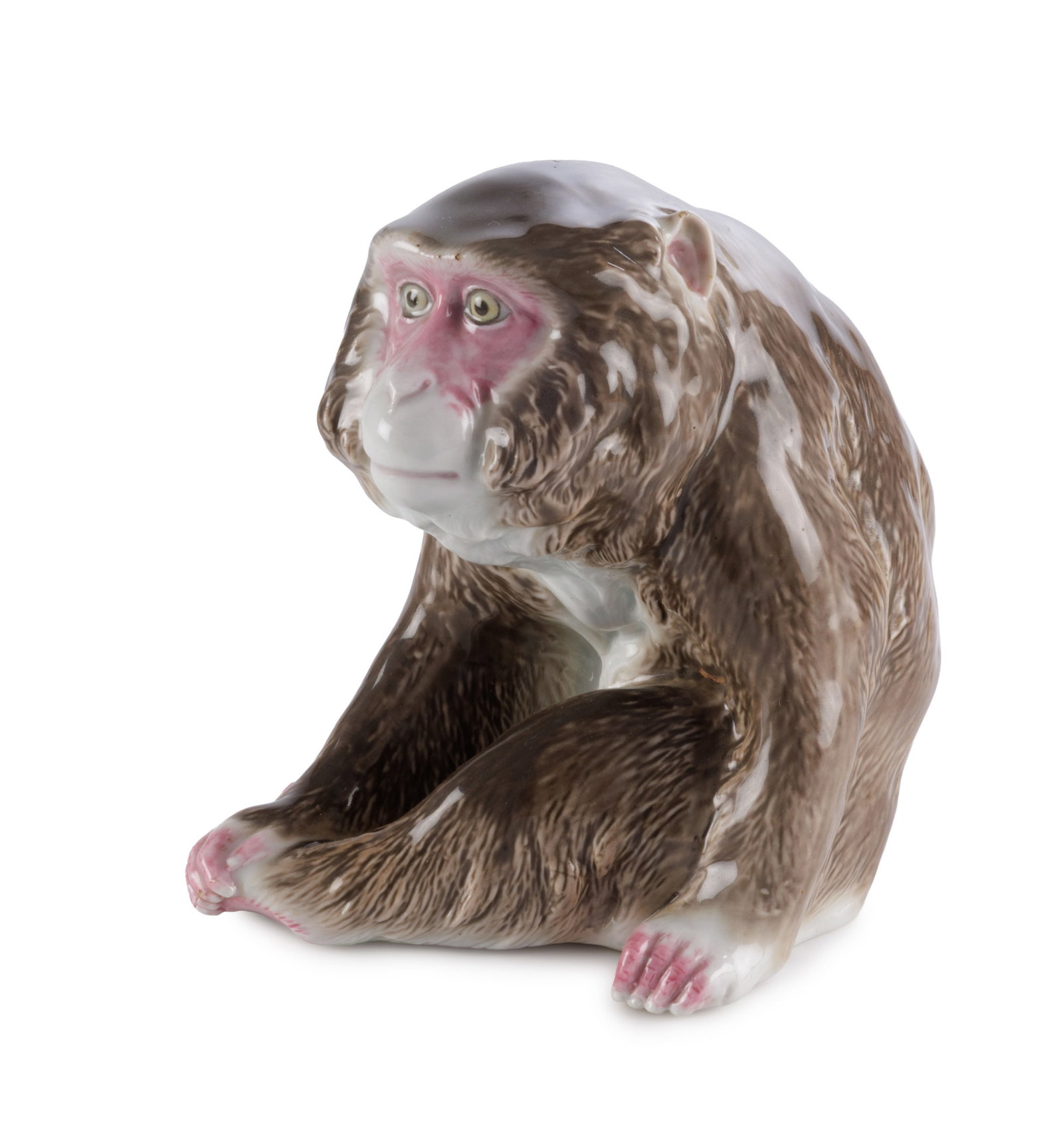 Singe assis, sculpture en porcelaine, Japon, moderne, marque JAPAN sous la base, h. 14,5 cm - 2