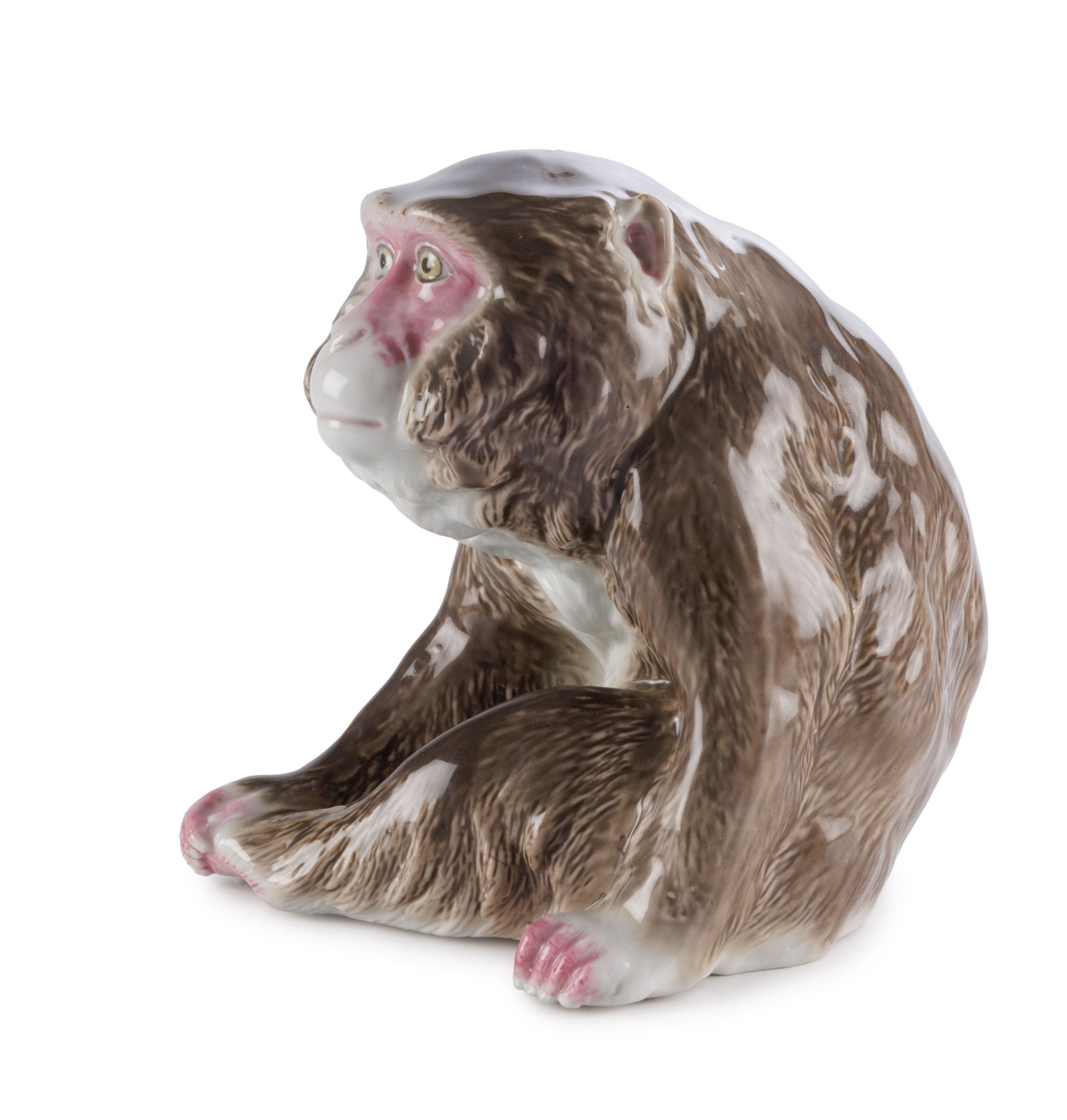 Singe assis, sculpture en porcelaine, Japon, moderne, marque JAPAN sous la base, h. 14,5 cm - 4