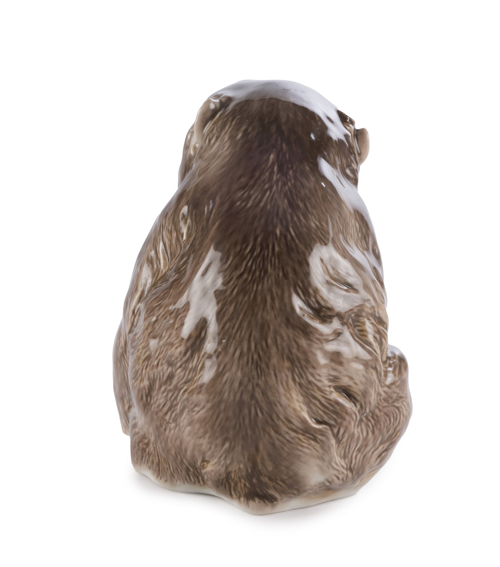 Singe assis, sculpture en porcelaine, Japon, moderne, marque JAPAN sous la base, h. 14,5 cm - 5