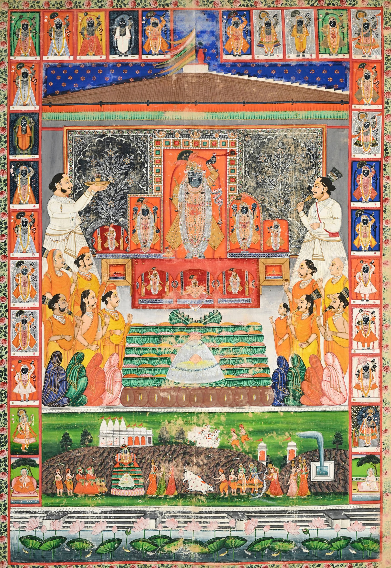 Grand Picchvai (peinture sur coton) de l'Annakuta, Rajasthan, probablement mi-fin XIXe s., 179,5x123 - 2