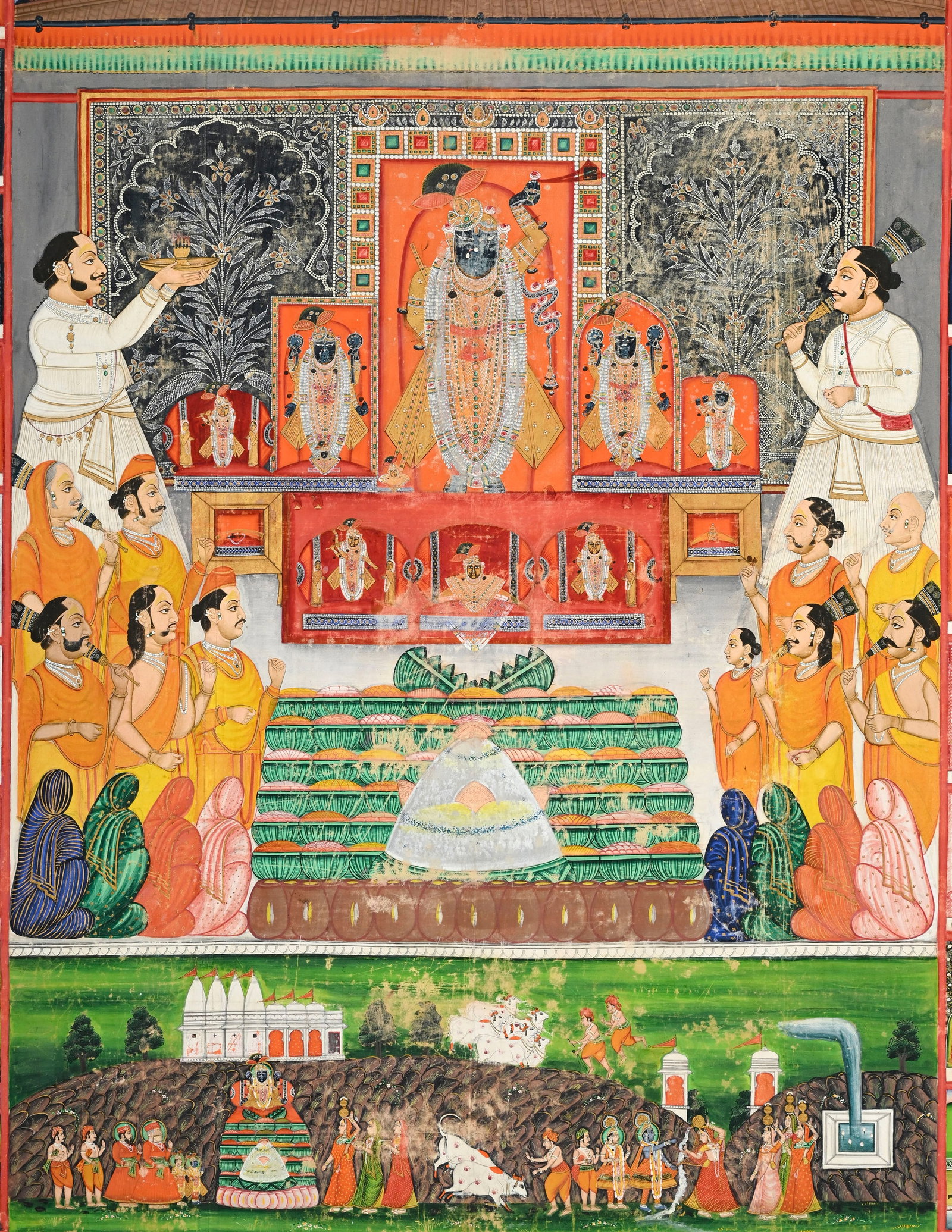 Grand Picchvai (peinture sur coton) de l'Annakuta, Rajasthan, probablement mi-fin XIXe s., 179,5x123 - 3