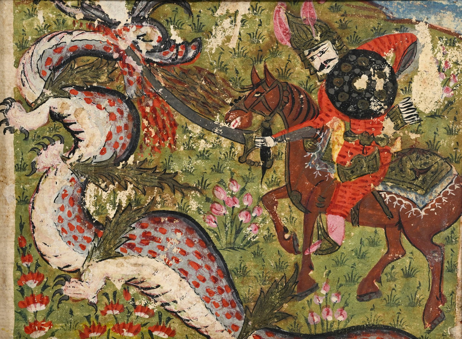 Ensemble de 6 miniatures montées deux par deux dans des passe-partout, Perse, XIX-XXe s.: toute - 5