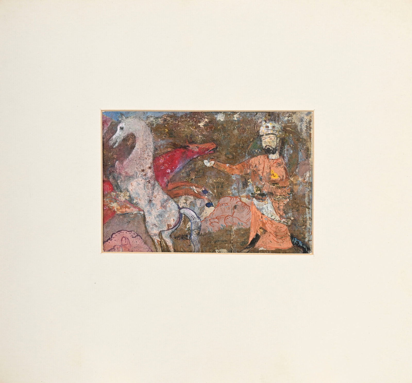 Ensemble de 4 miniatures montées dans trois passe-partout, Perse, XIX-XXe s.: toutes contenant  (1 of 8)