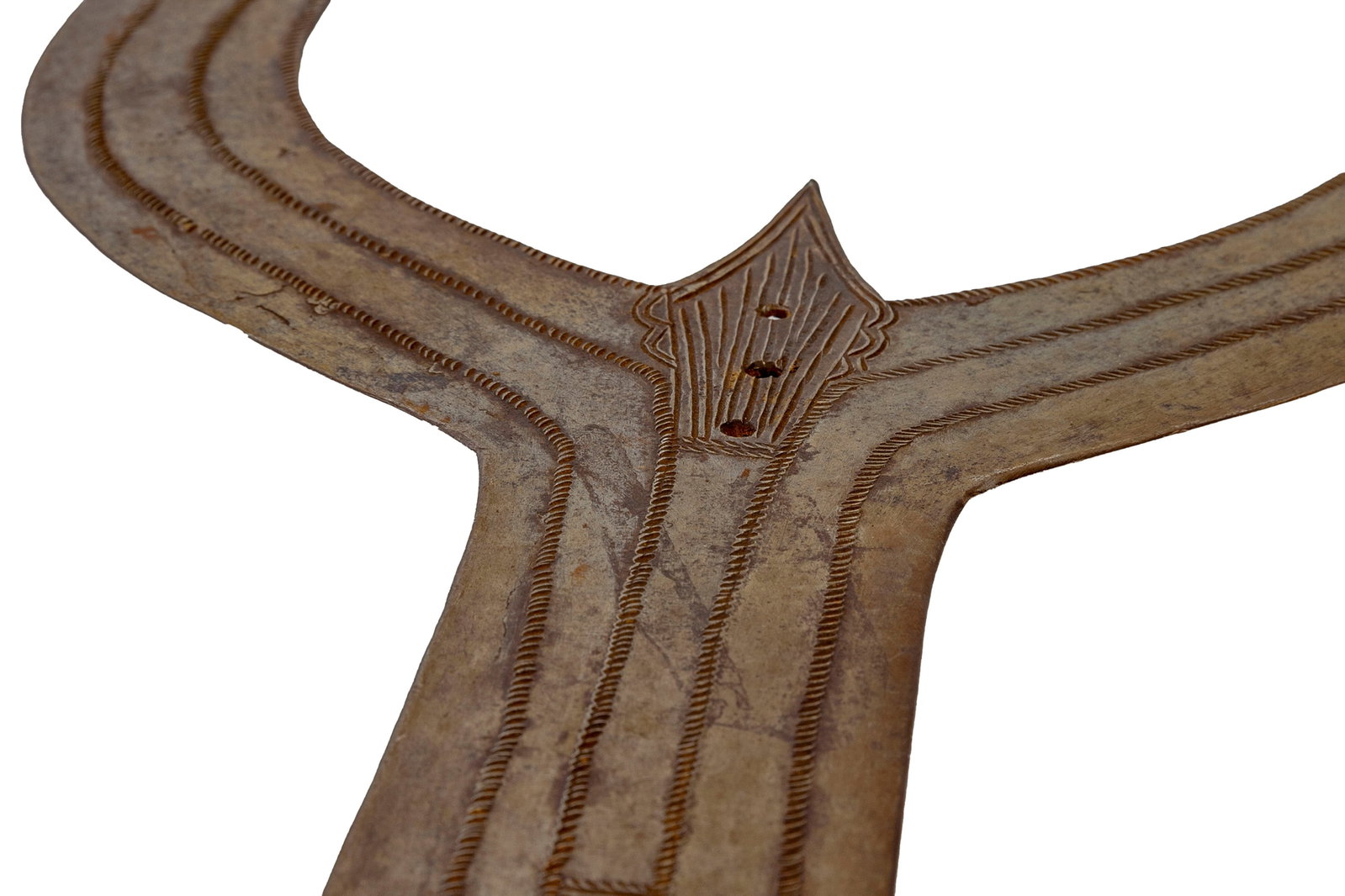 2 couperets ou couteaux d'exécution ngulu Ngombe/Lobala, manches en bois sculpté en bobine - 2