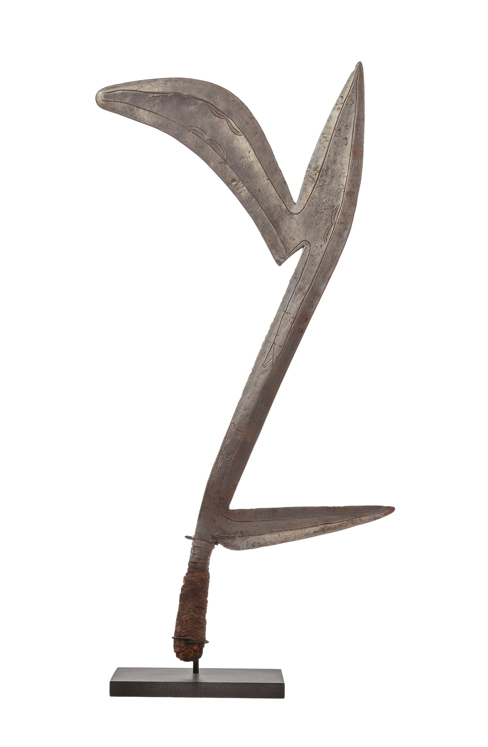 Ensemble de 4 couteaux de jet de RCA/RDC (Banda, Ngbaka ou Zande), lames en fer à branches mult - 3