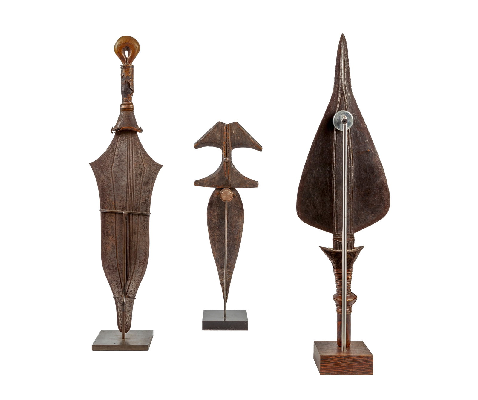 Ensemble de 3 poignards et épées courtes de RDC (Tetela ou Ngandu/Saka et Lobala), lames e - 4
