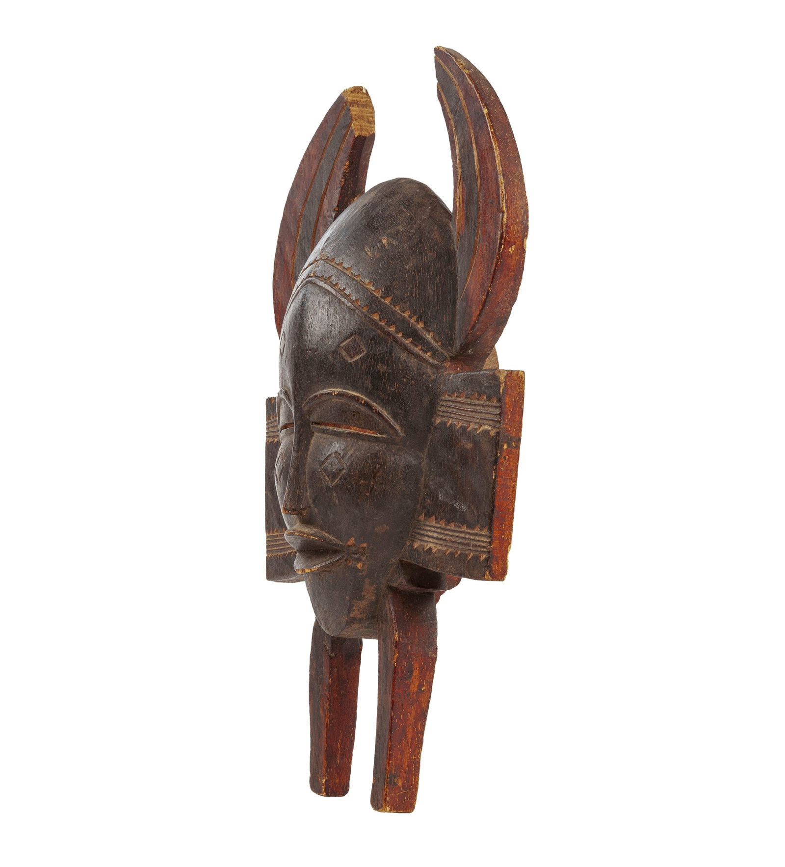 Masque décoratif dans le style des Sénoufos de Côte d'Ivoire, bois à patine noir - 2