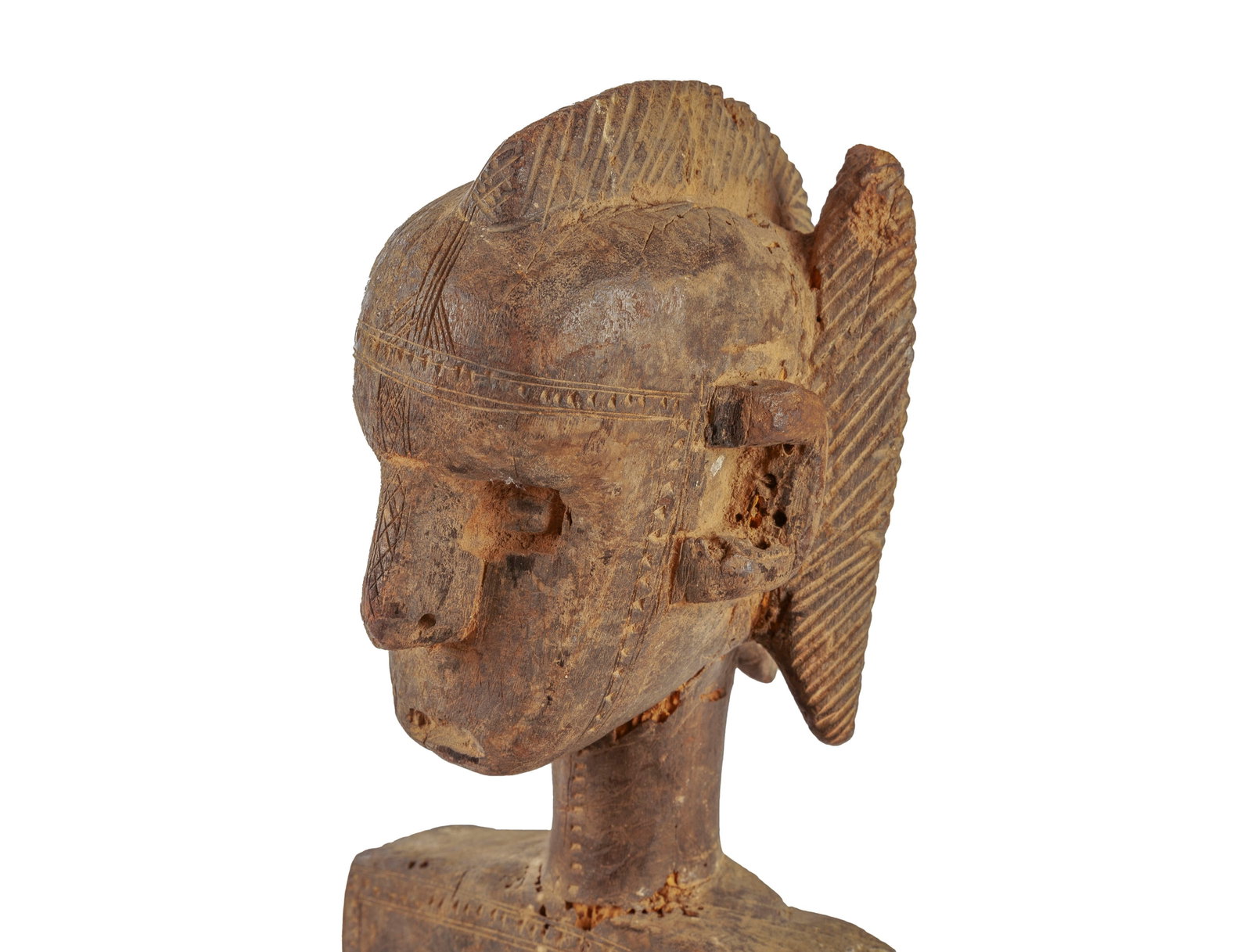 Statue féminine Bambara, bois à patine brun-gris, aux seins et fessier proéminents, s - 3