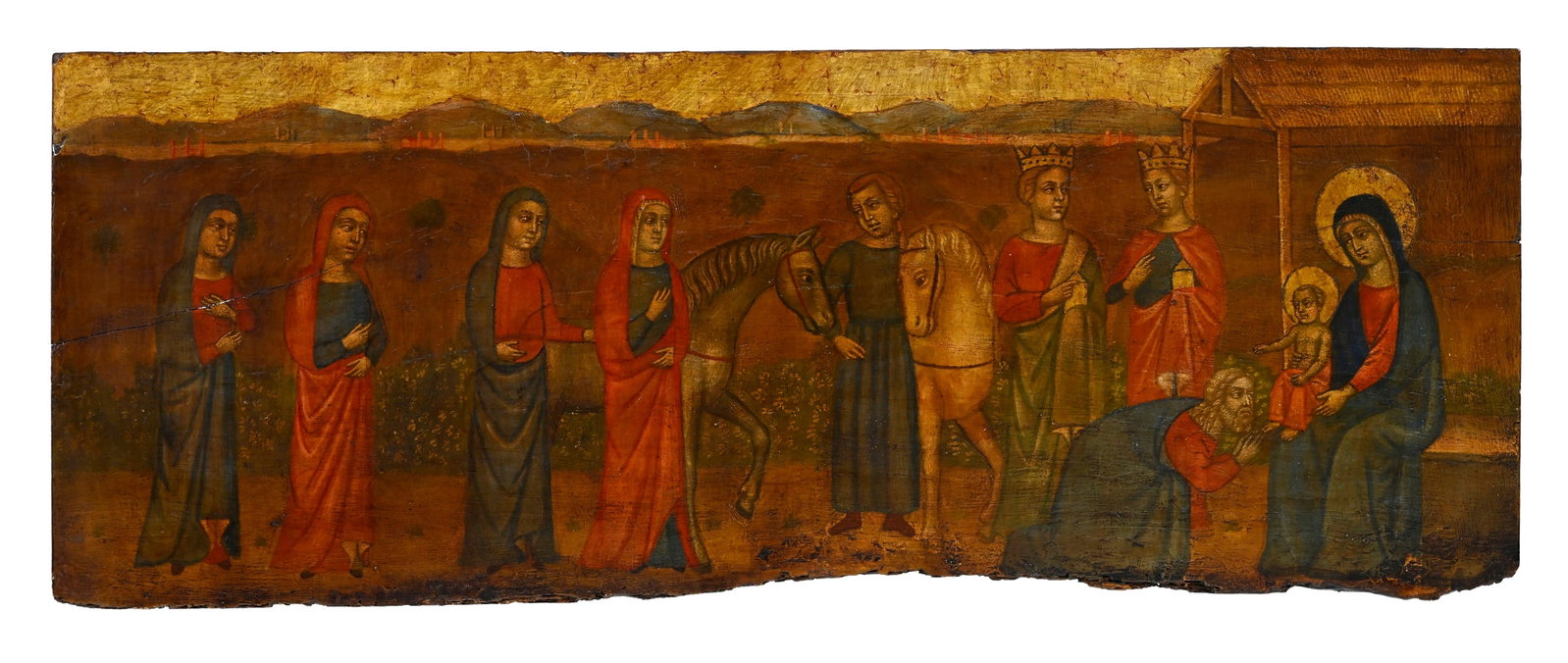 Adoration des trois rois mages, icône sur panneau polychrome et doré, dans le style Veneto (1 of 3)