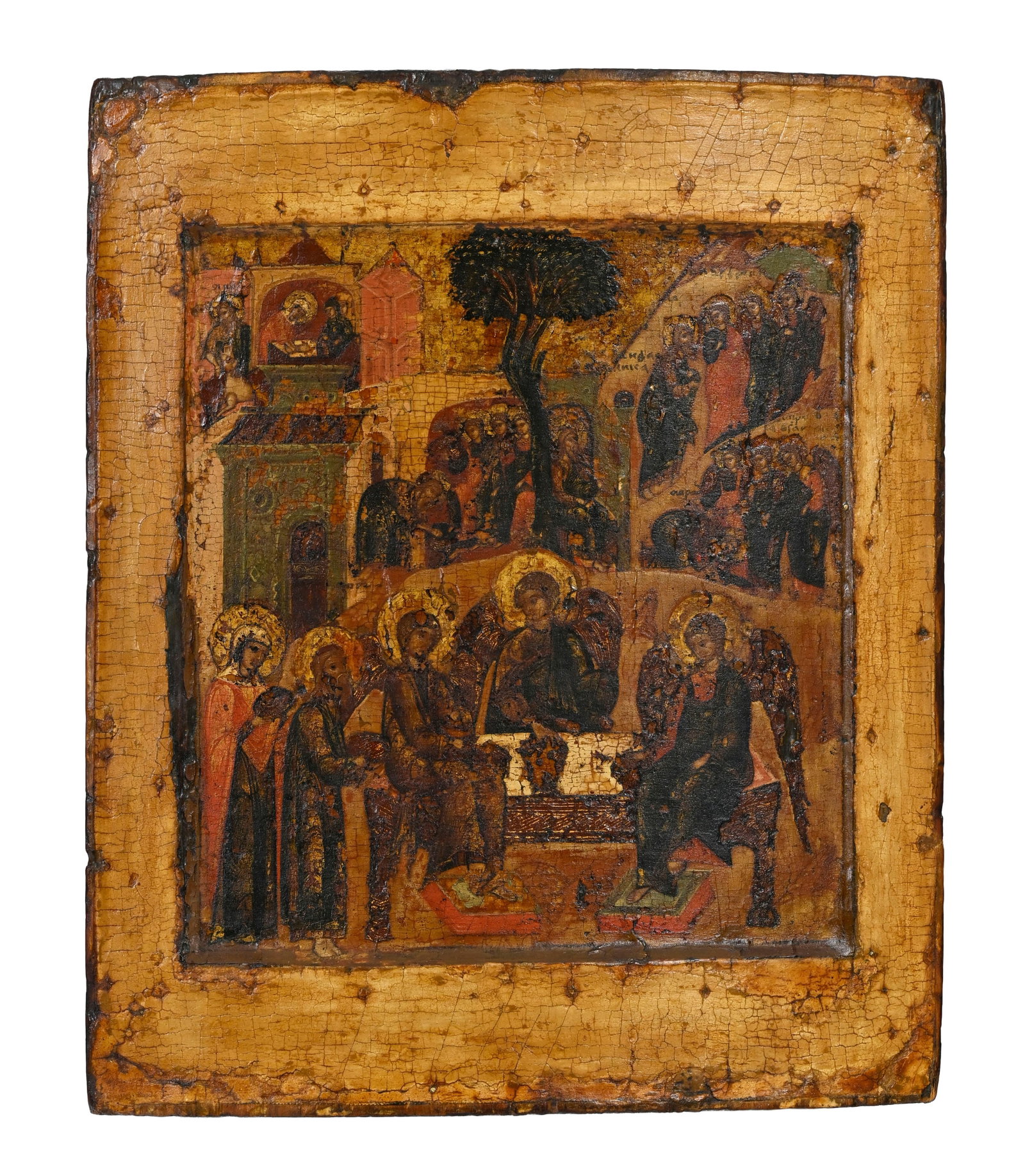Ancien testament, la sainte trinité, icône sur panneau, Russie XVIIe s., 32x26 cm (1 of 1)