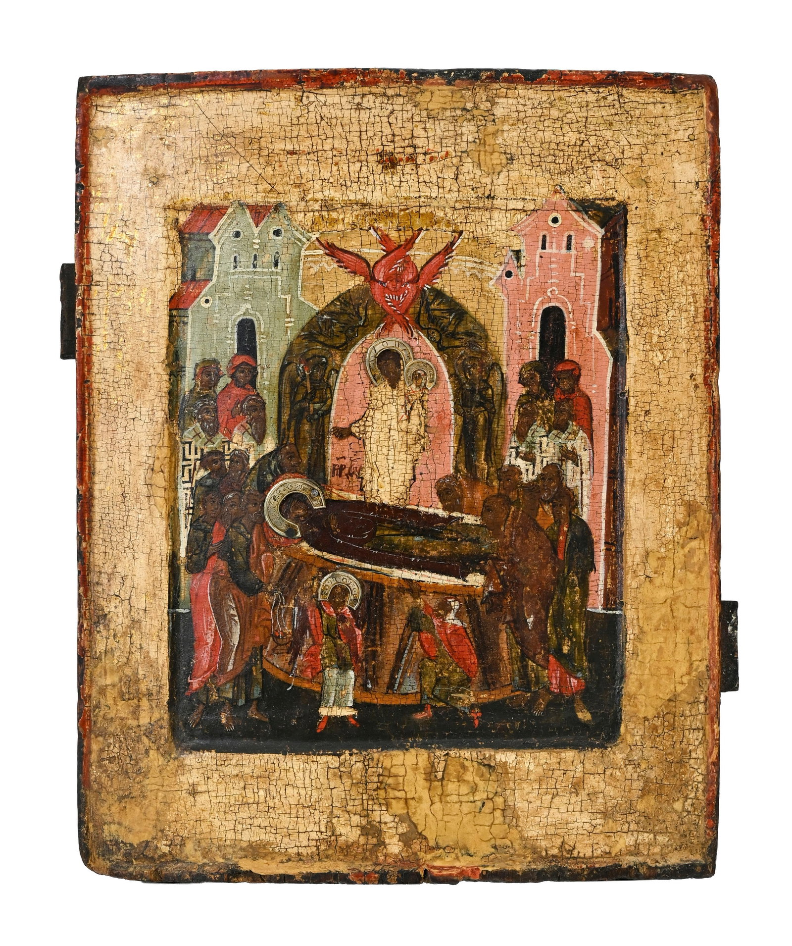 Dormition de la Vierge, icône sur panneau, Russie XVIIe s., 31x24,5 cm (1 of 2)