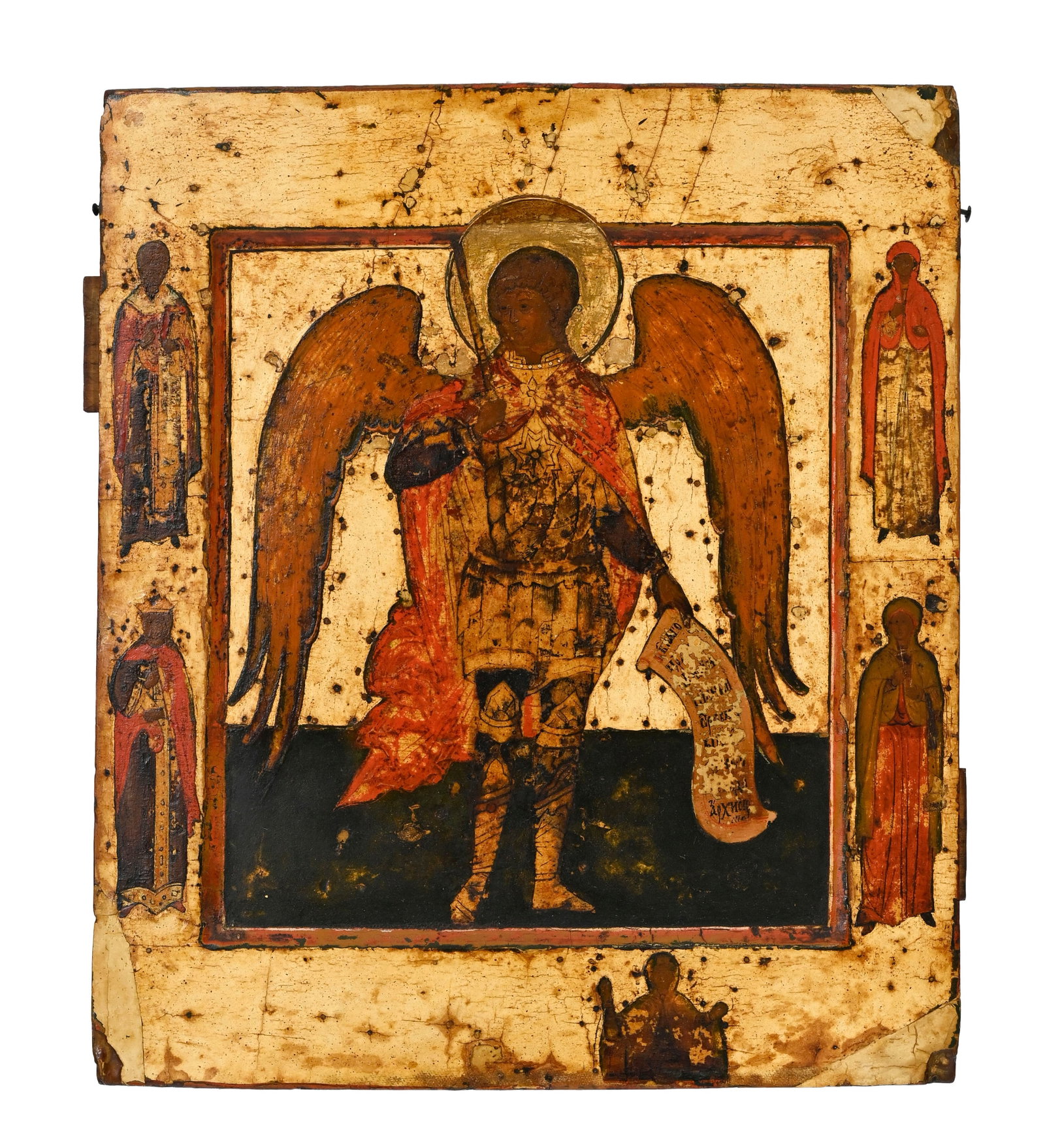 Archange Michel, icône sur panneau, Russie XVI-XVIIe s., 31,5x27 cm (1 of 2)