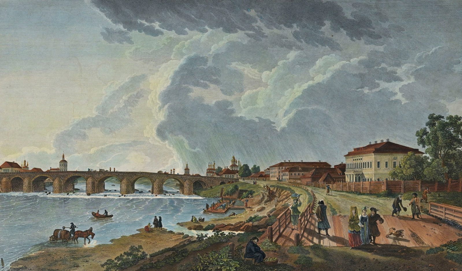Gérard de la Barthe (1730-1810), "Vue du pont de pierre et des environs à Moscou prise du  (1 of 6)