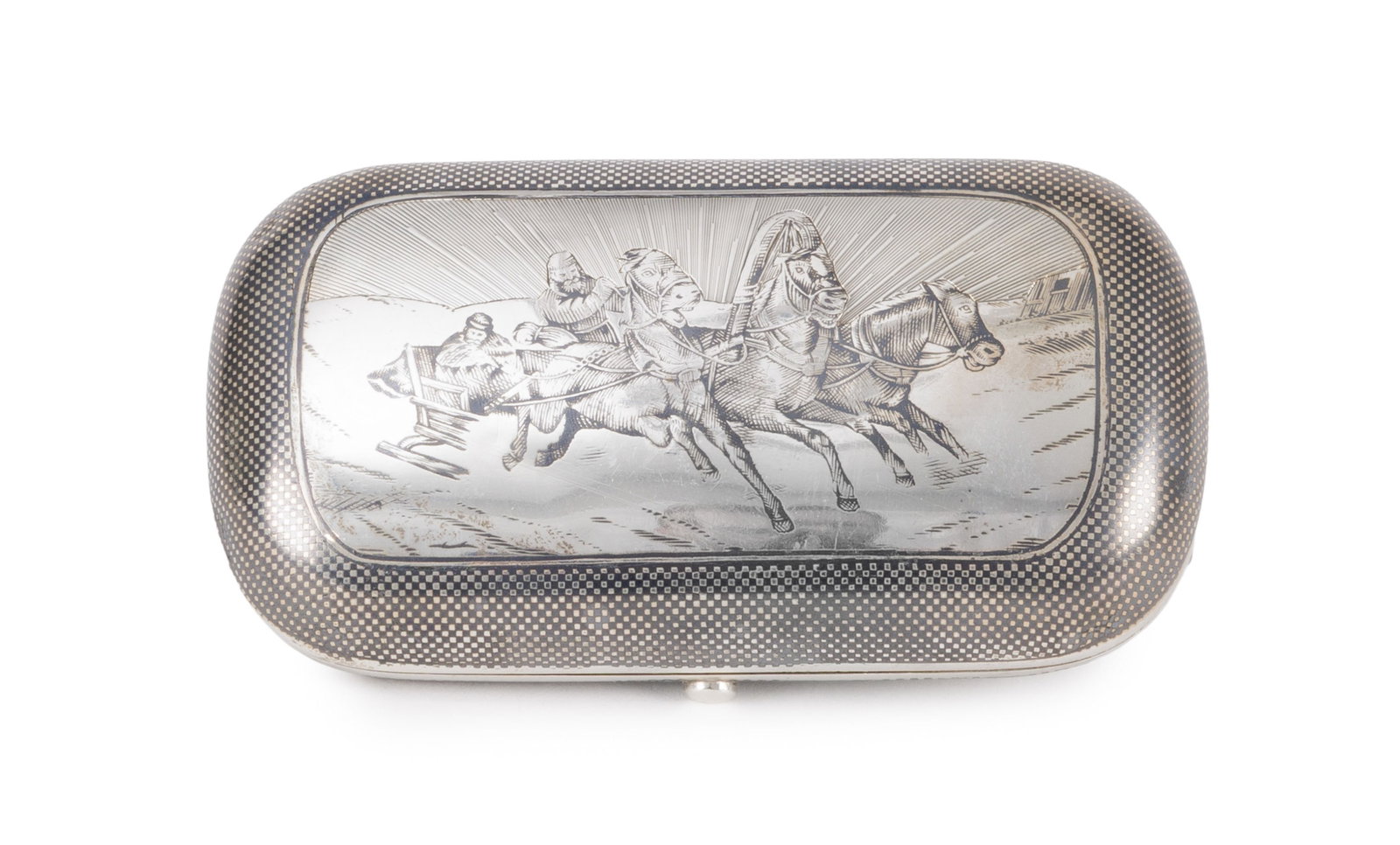 Ensemble de 3 boîte en argent niellé, Russie XIXe s., dont une au décor d'un troï - 3