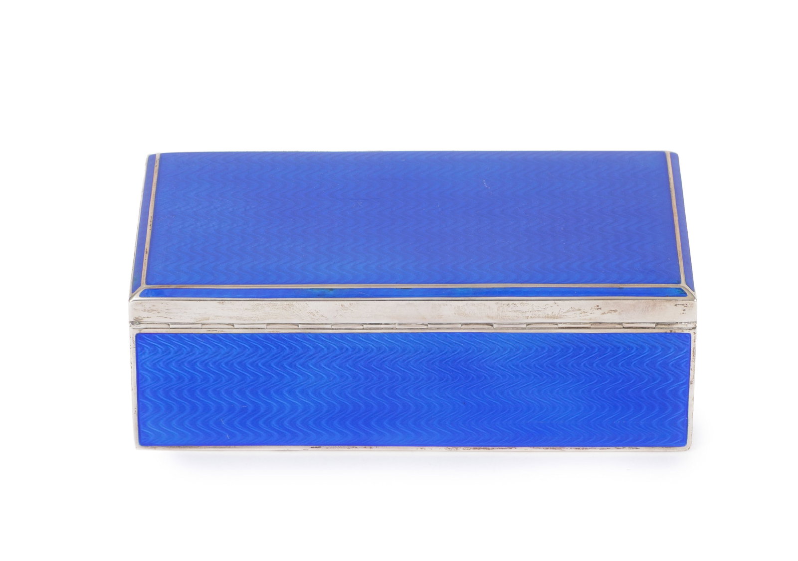Boîte à cigares en argent 925 guilloché et émaillé bleu translucide, rev - 4