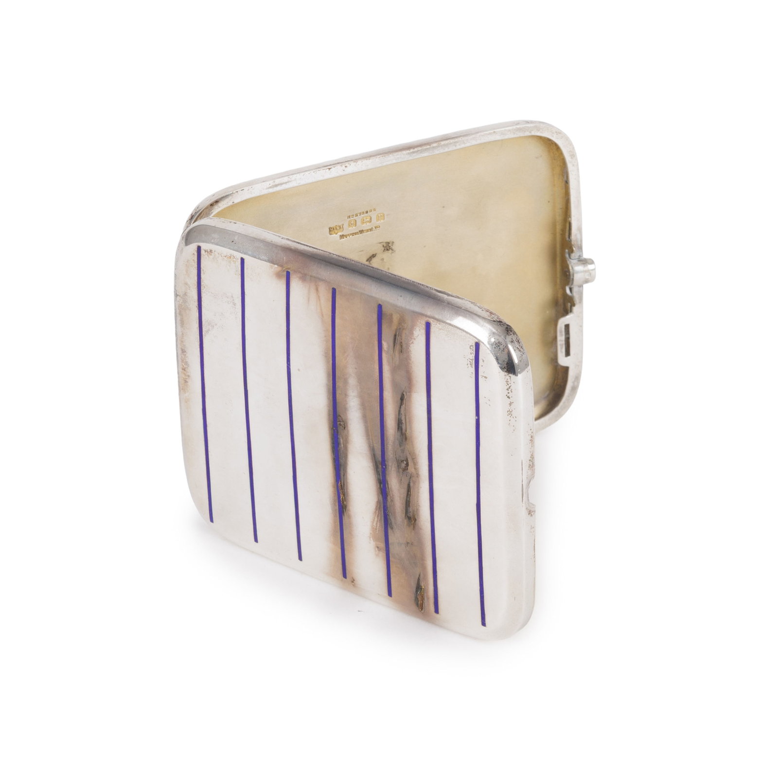 Boîte à cigarettes en argent et émail, Mappin & Webb, Londres 1912-13, au décor  - 4