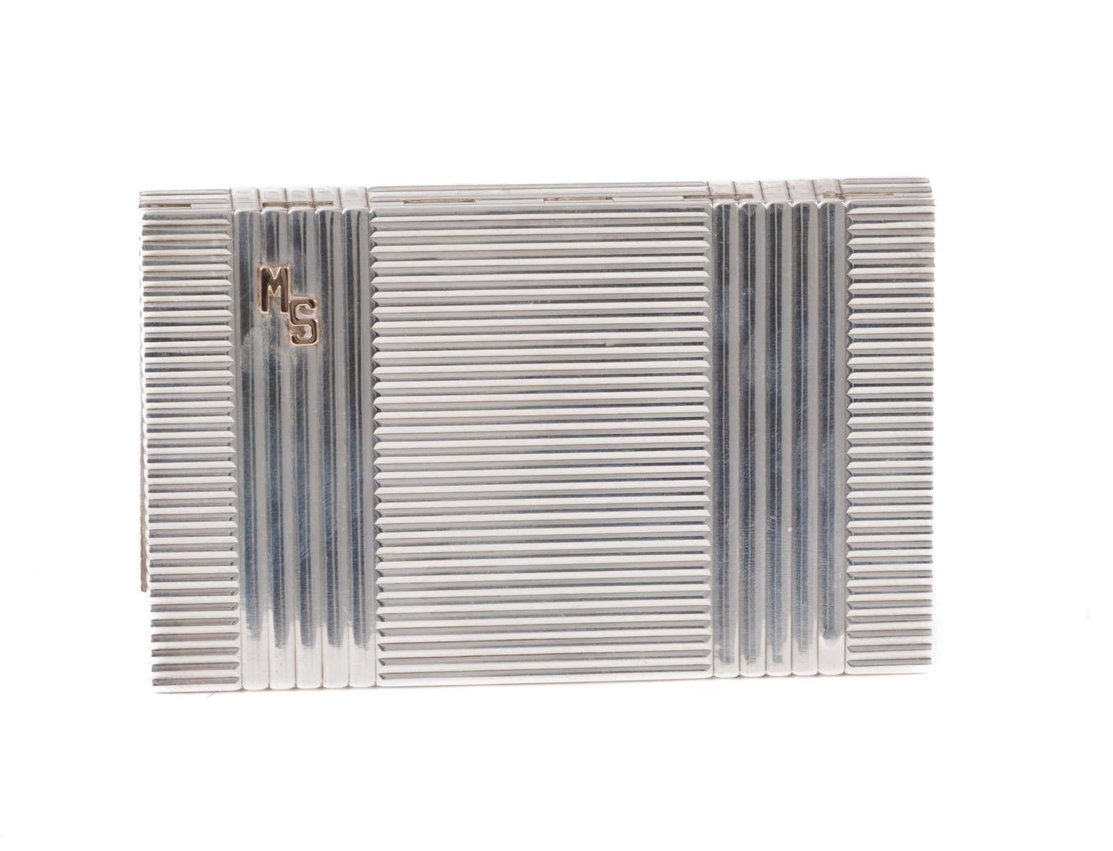 Boîte à cigarettes en argent, fermoir et initiales en or, France XXe s., 13x8 cm, 190g - 2