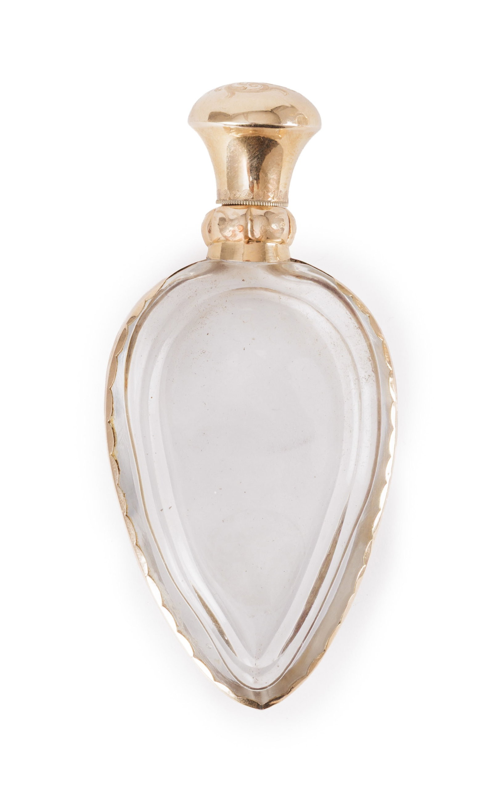 Ensemble de 5 flacons en verre taillé avec capsules en or, XVIII-XIXe s., divers tailles - 2