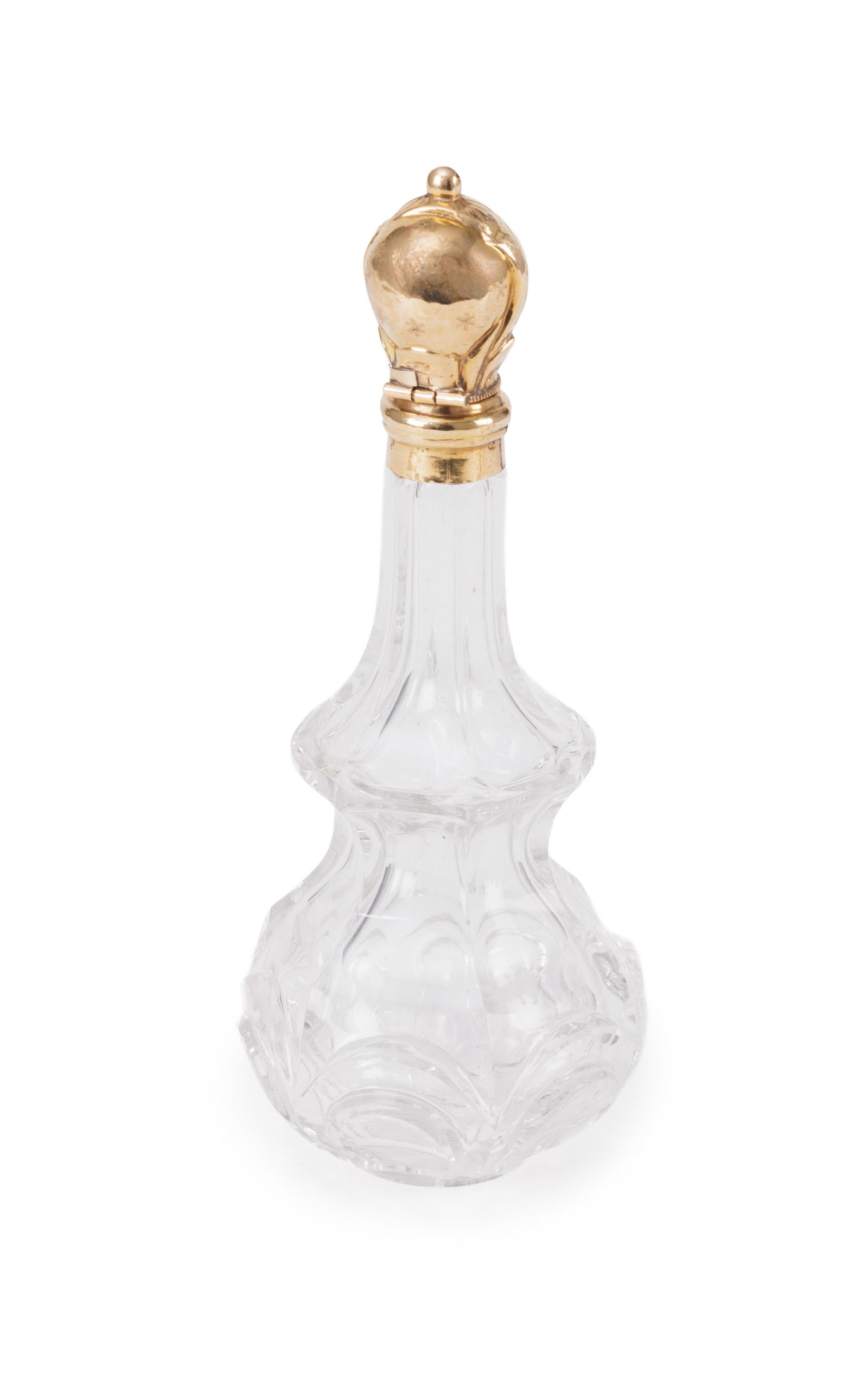Ensemble de 5 flacons en verre taillé avec capsules en or, XVIII-XIXe s., divers tailles - 3