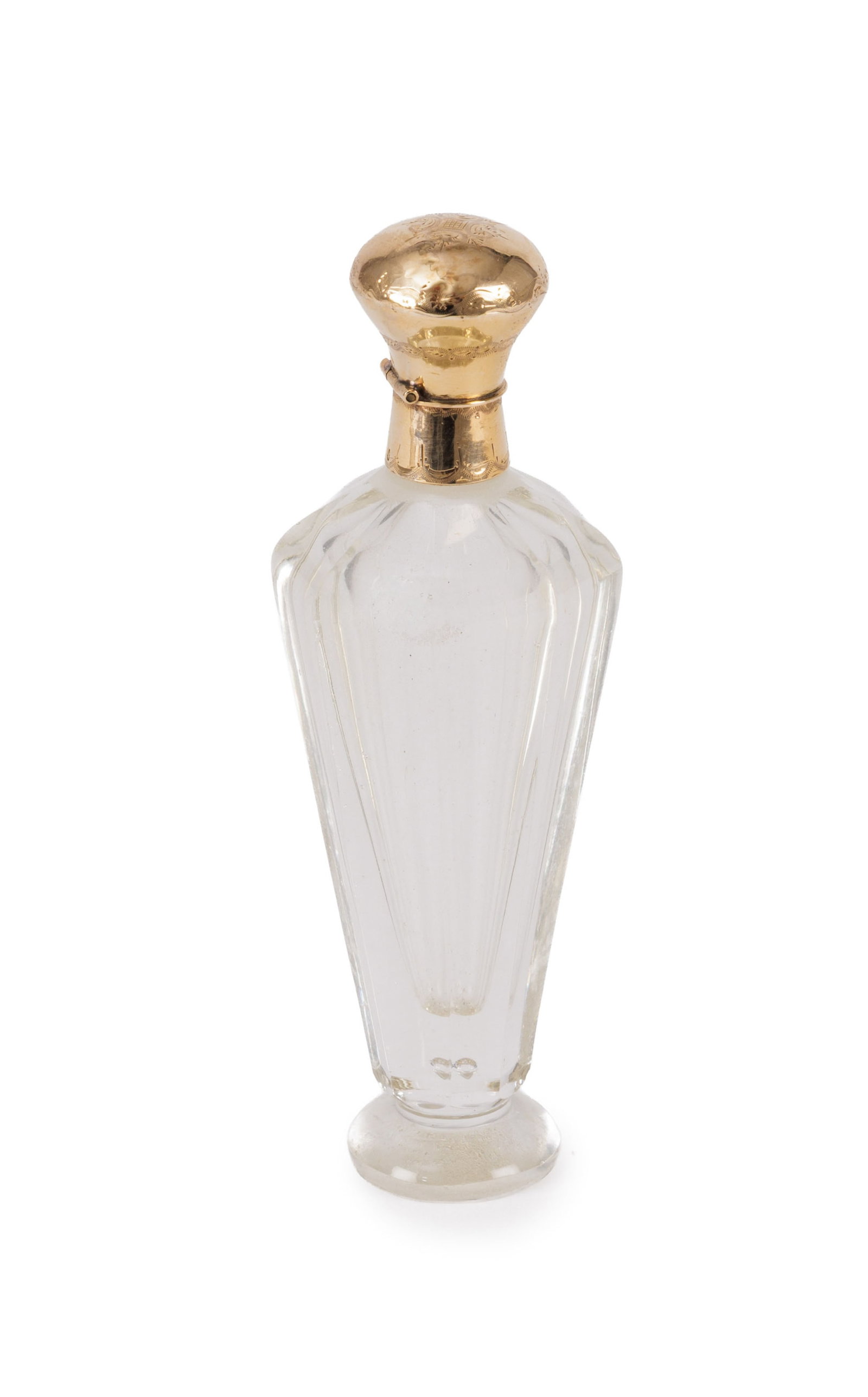 Ensemble de 5 flacons en verre taillé avec capsules en or, XVIII-XIXe s., divers tailles - 6