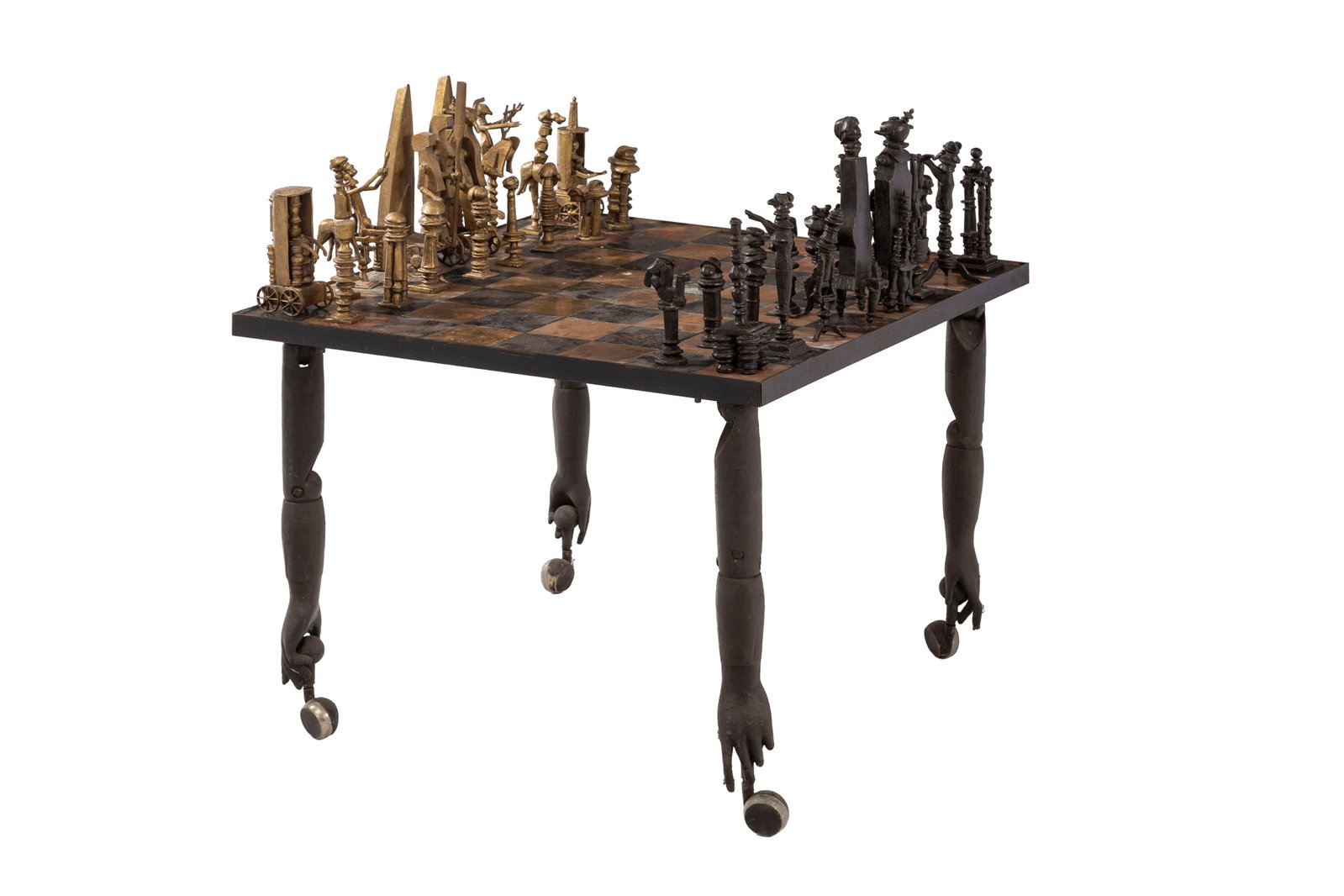 Vic Gentils (1919-1997), "Jeu d'échec", 1966-67, œuvre jouable en bronze patiné dor&# (1 of 7)