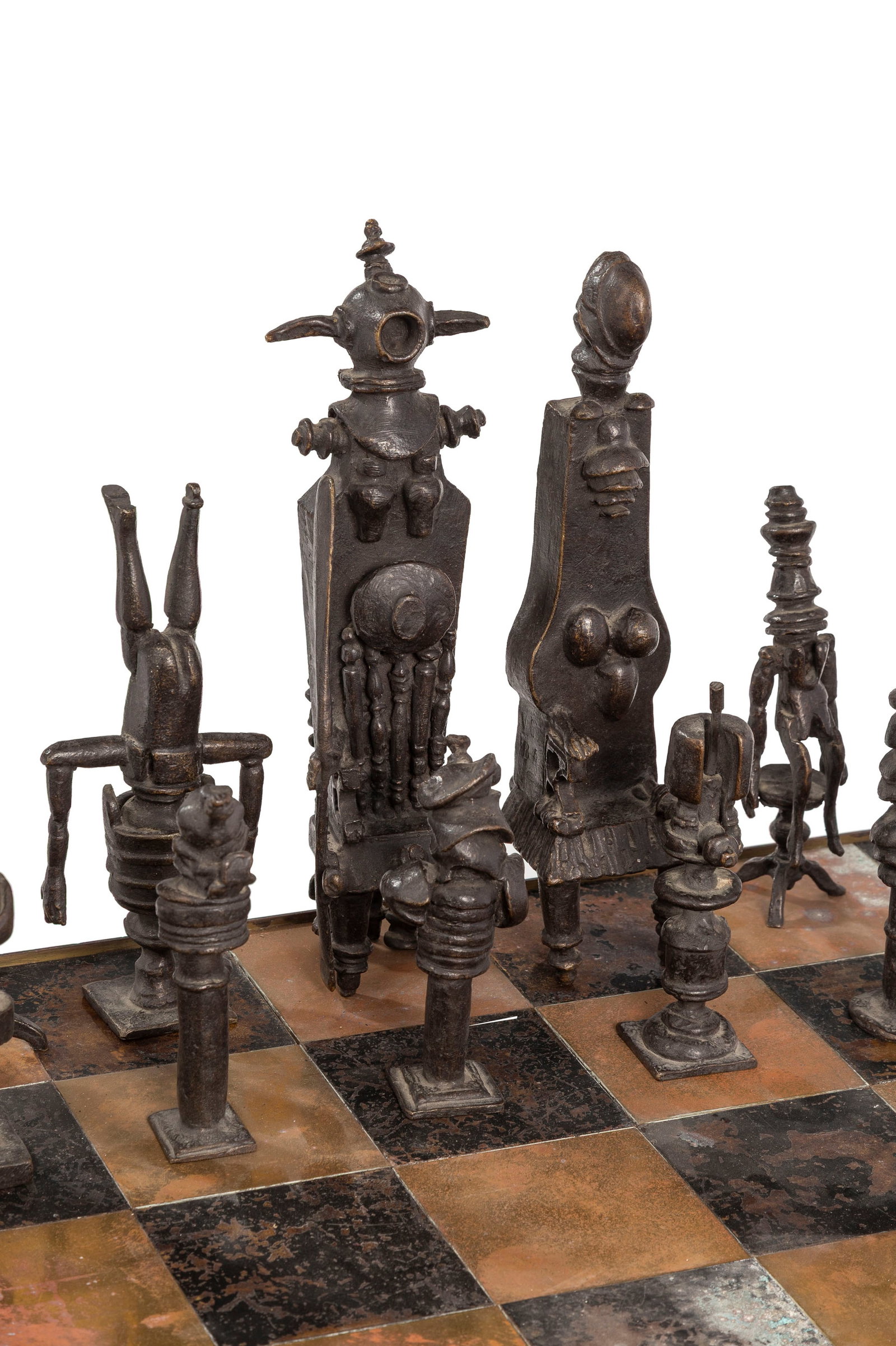 Vic Gentils (1919-1997), "Jeu d'échec", 1966-67, œuvre jouable en bronze patiné dor&# - 3