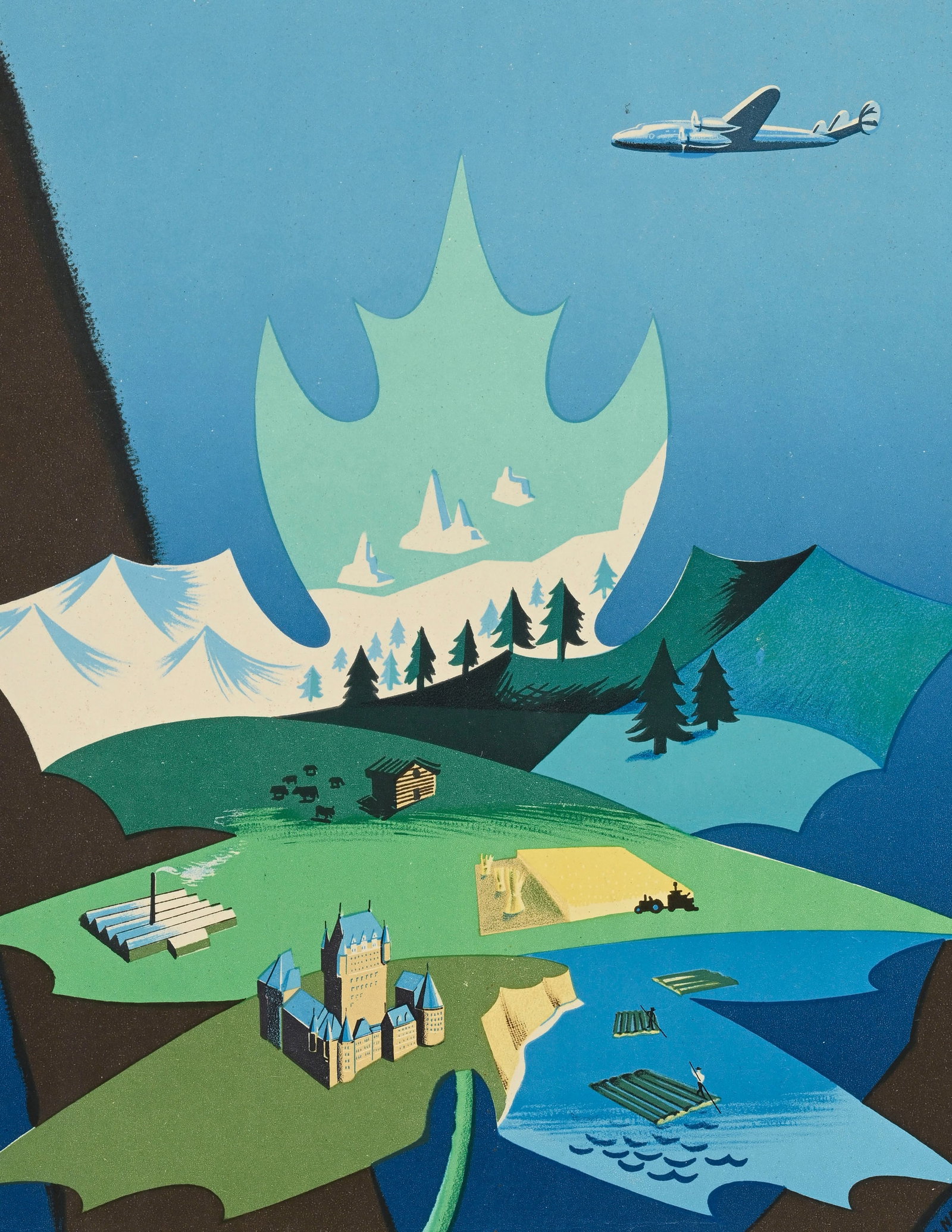 Air France, Canada, circa 1951, PEMA, 98, Bd Malesherbes. Paris, 626/P 11/51, affiche encadrée, - 3