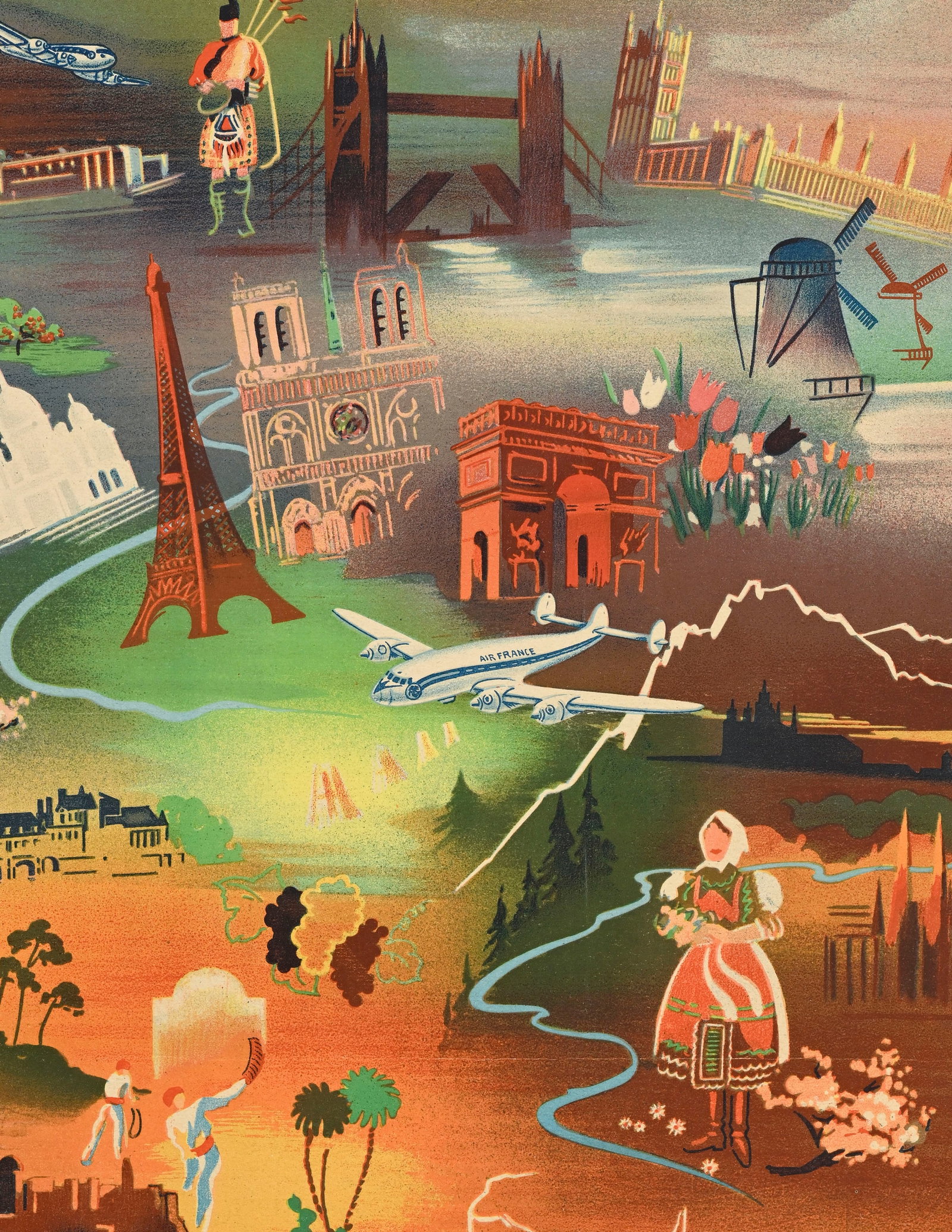 Robert FALCUCCI (1900-1989), Air France, Europe, circa 1948, Alepee & Cie Paris, R/229/P/4-48, affic - 3