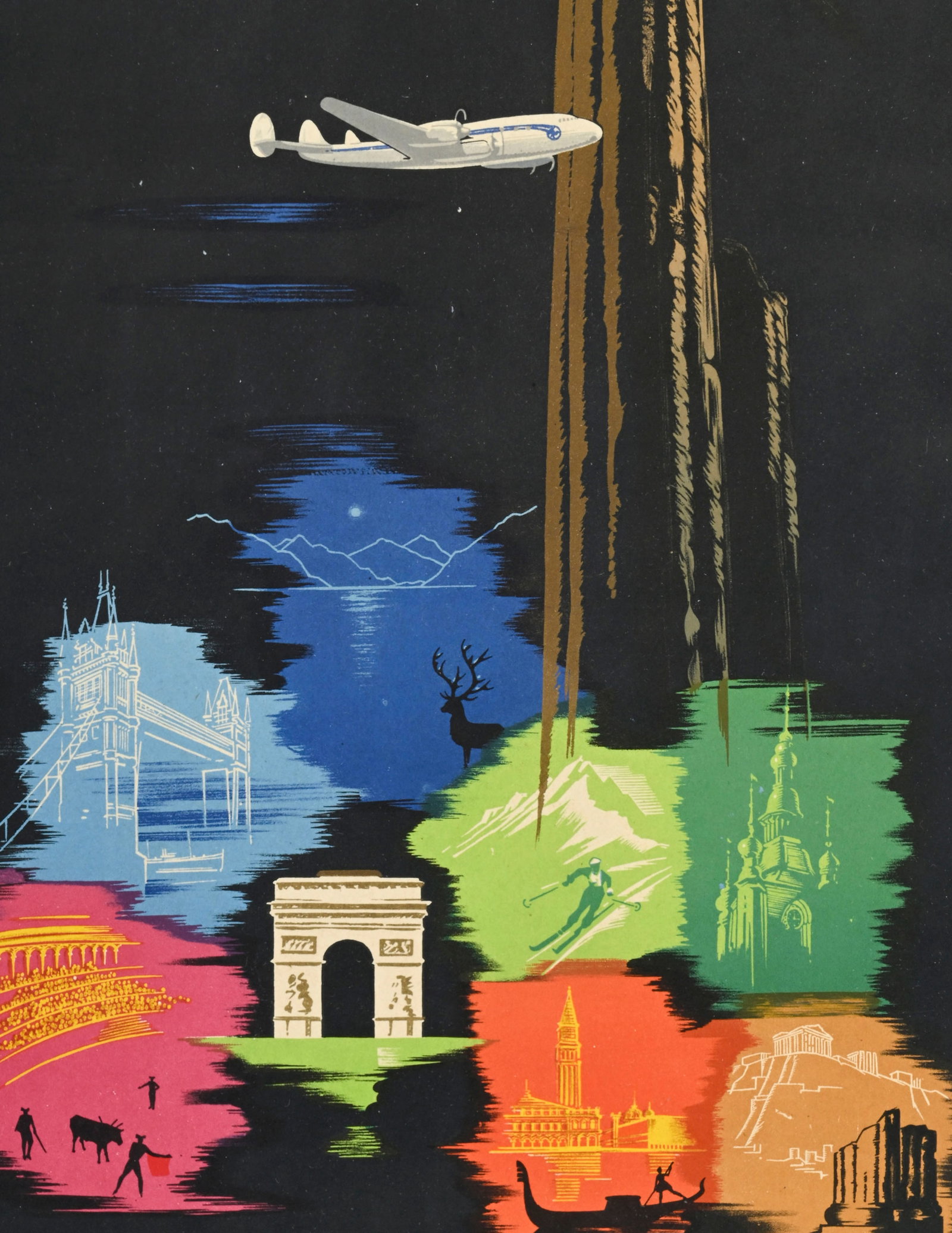 Edmond Maurus (1903-1977), Air France, Europe, circa 1949, Goosens Publicité, 209 P/9-49, affic - 3