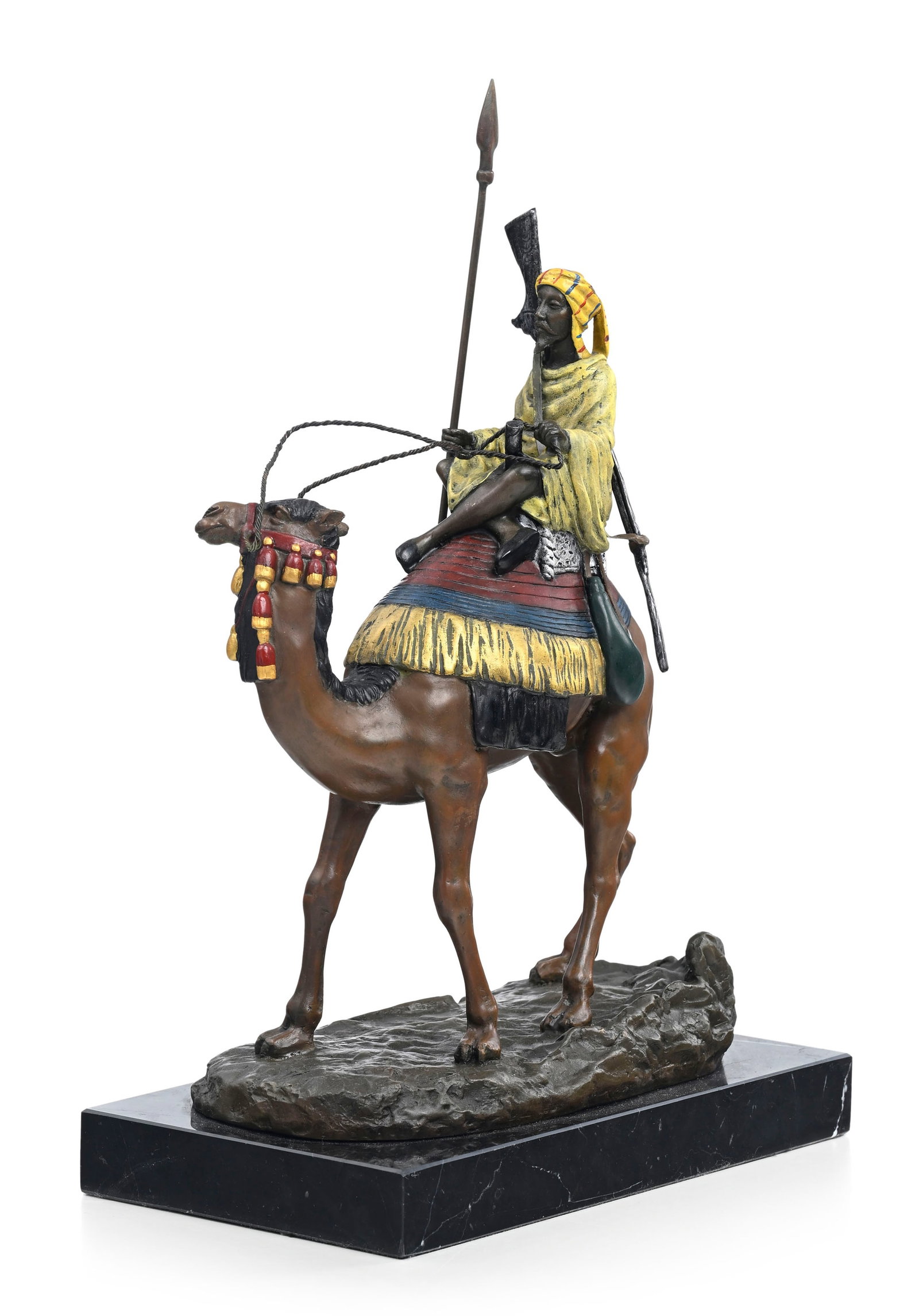 Guerrier arabe, bronze de Vienne polychrome, d'après Agathon Léonard £(1841-1923), su - 2