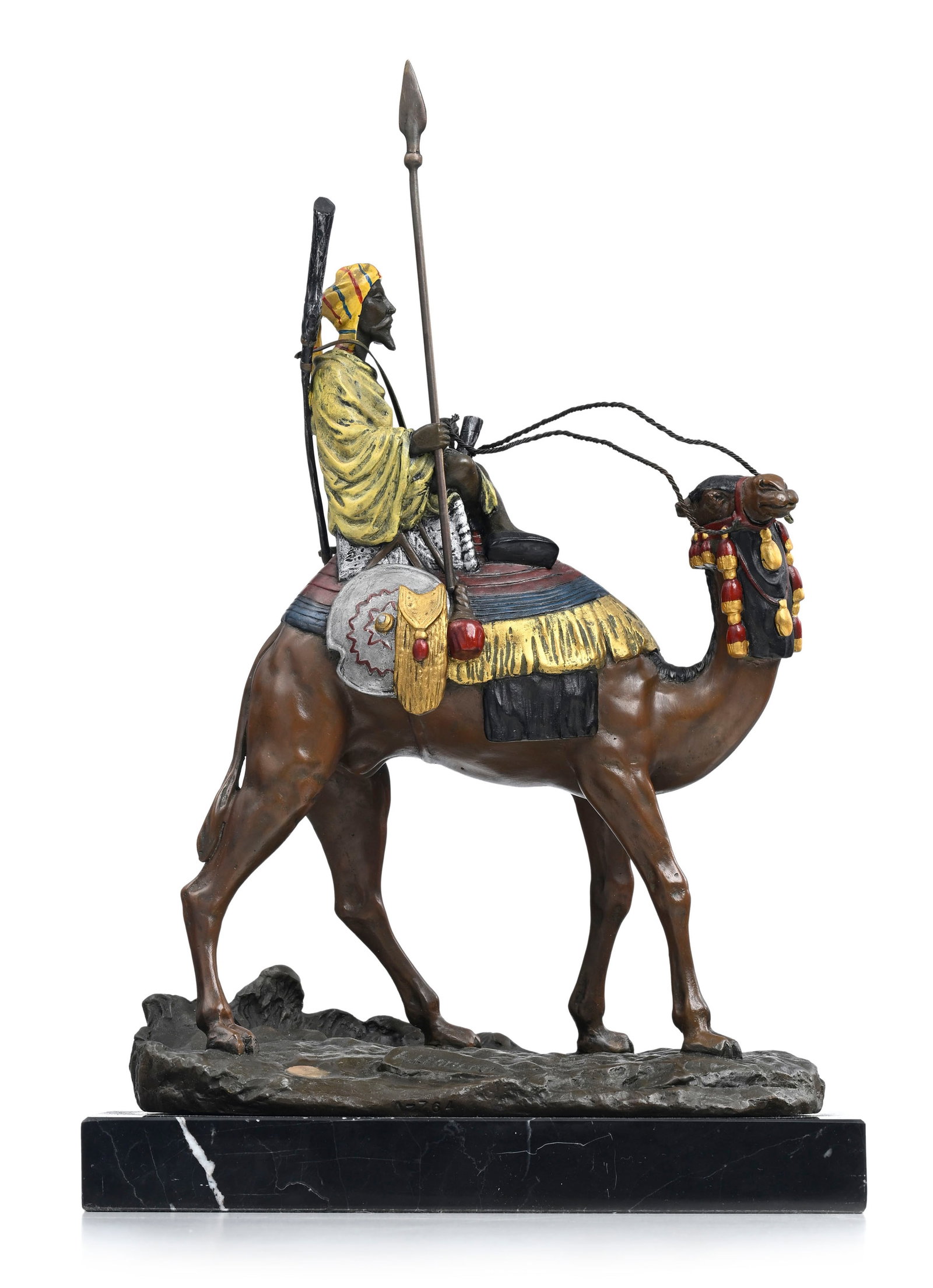 Guerrier arabe, bronze de Vienne polychrome, d'après Agathon Léonard £(1841-1923), su - 3