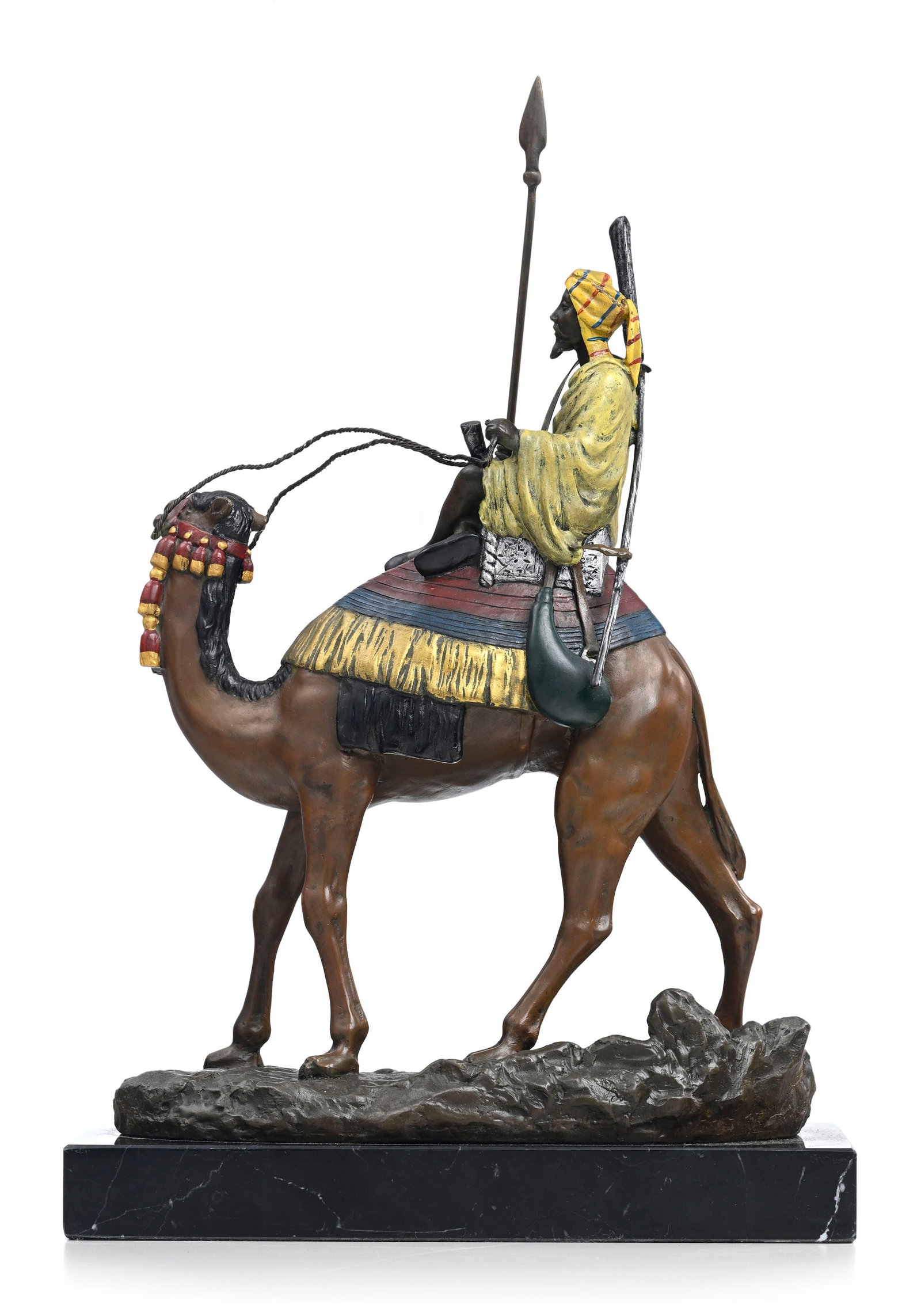 Guerrier arabe, bronze de Vienne polychrome, d'après Agathon Léonard £(1841-1923), su - 4